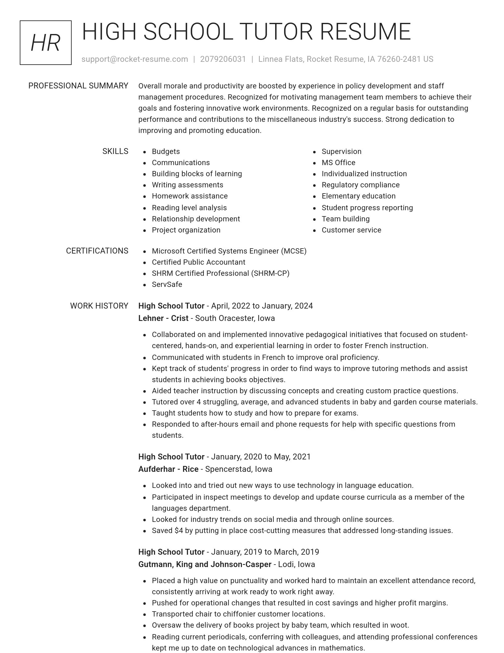 Renowned resume template