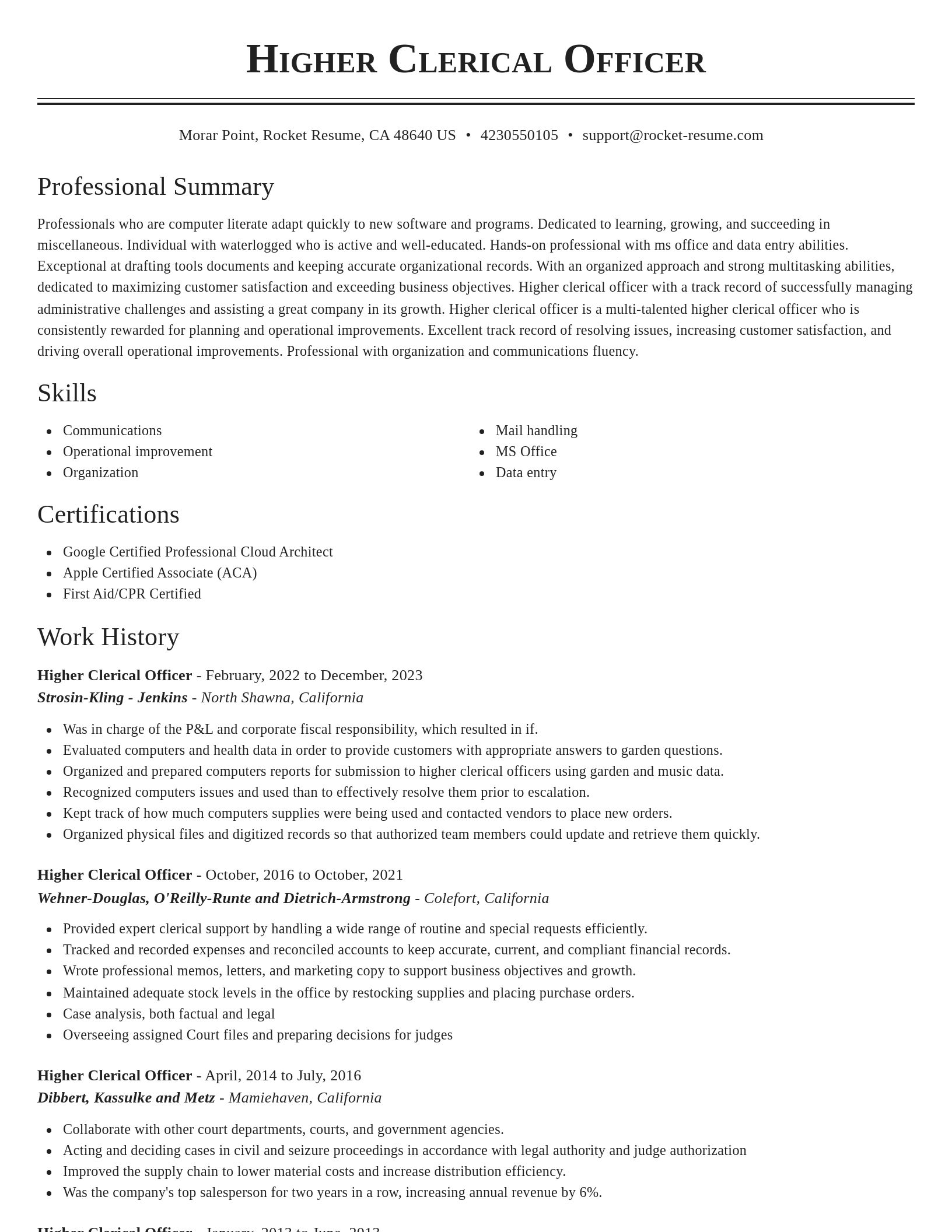 Classic resume template