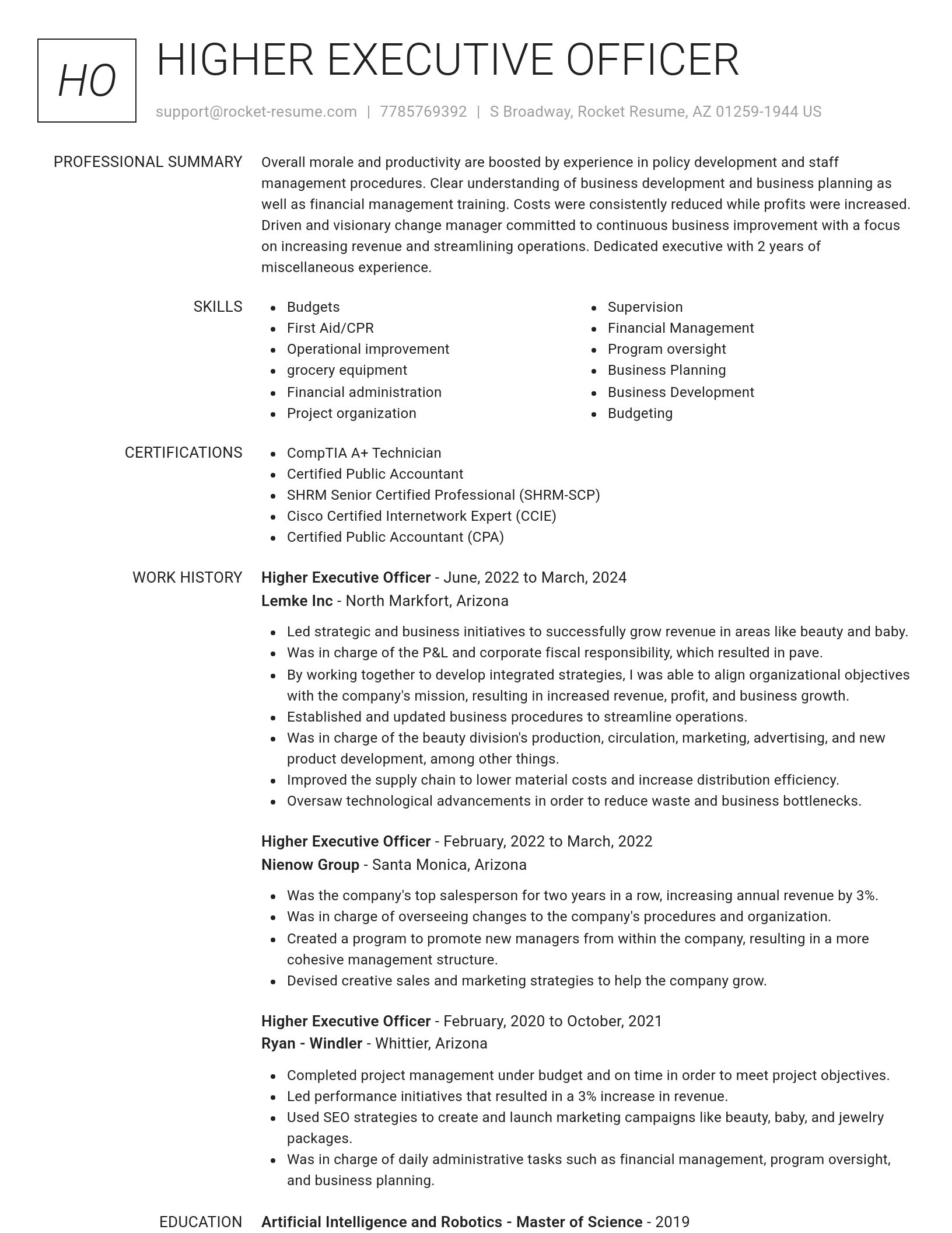 Renowned resume template