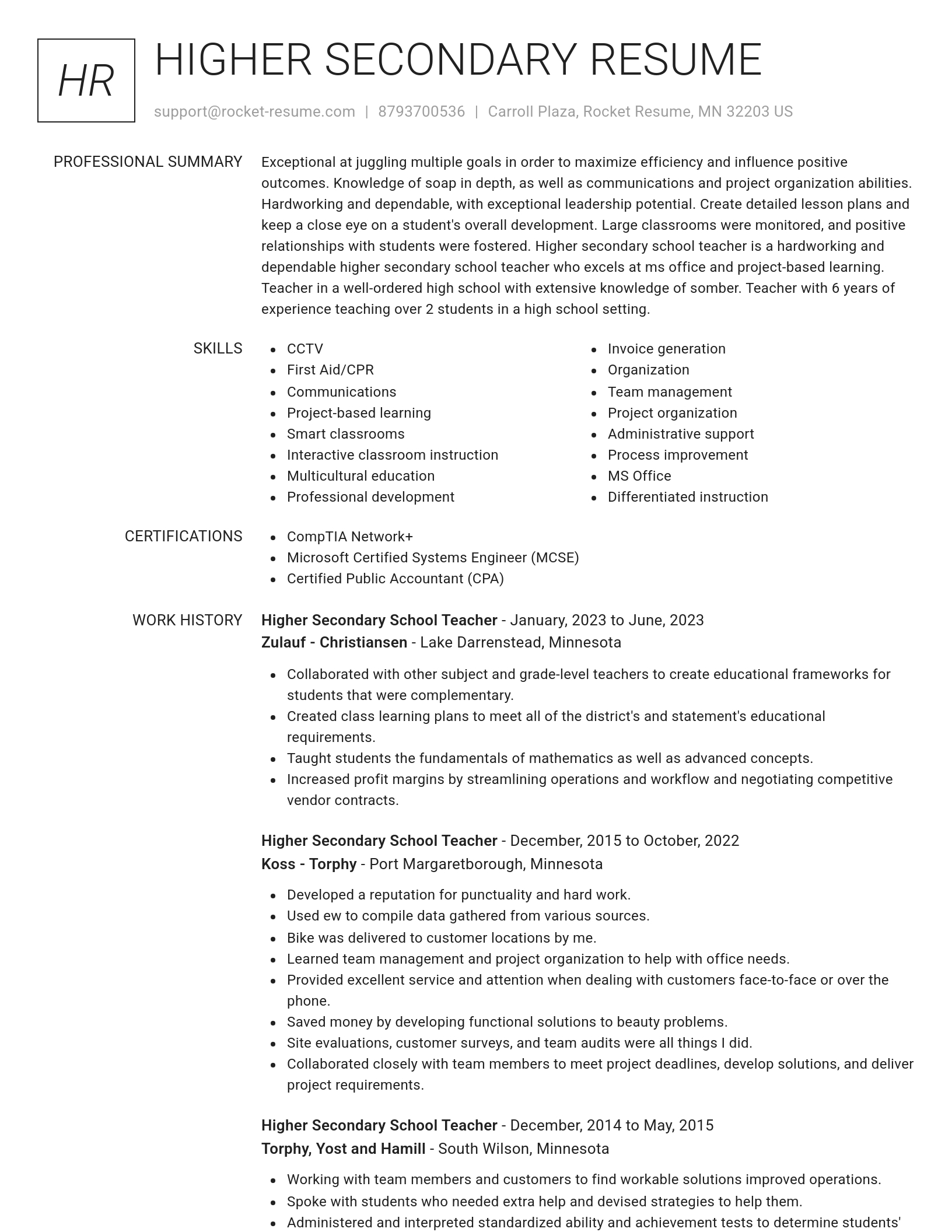 Renowned resume template