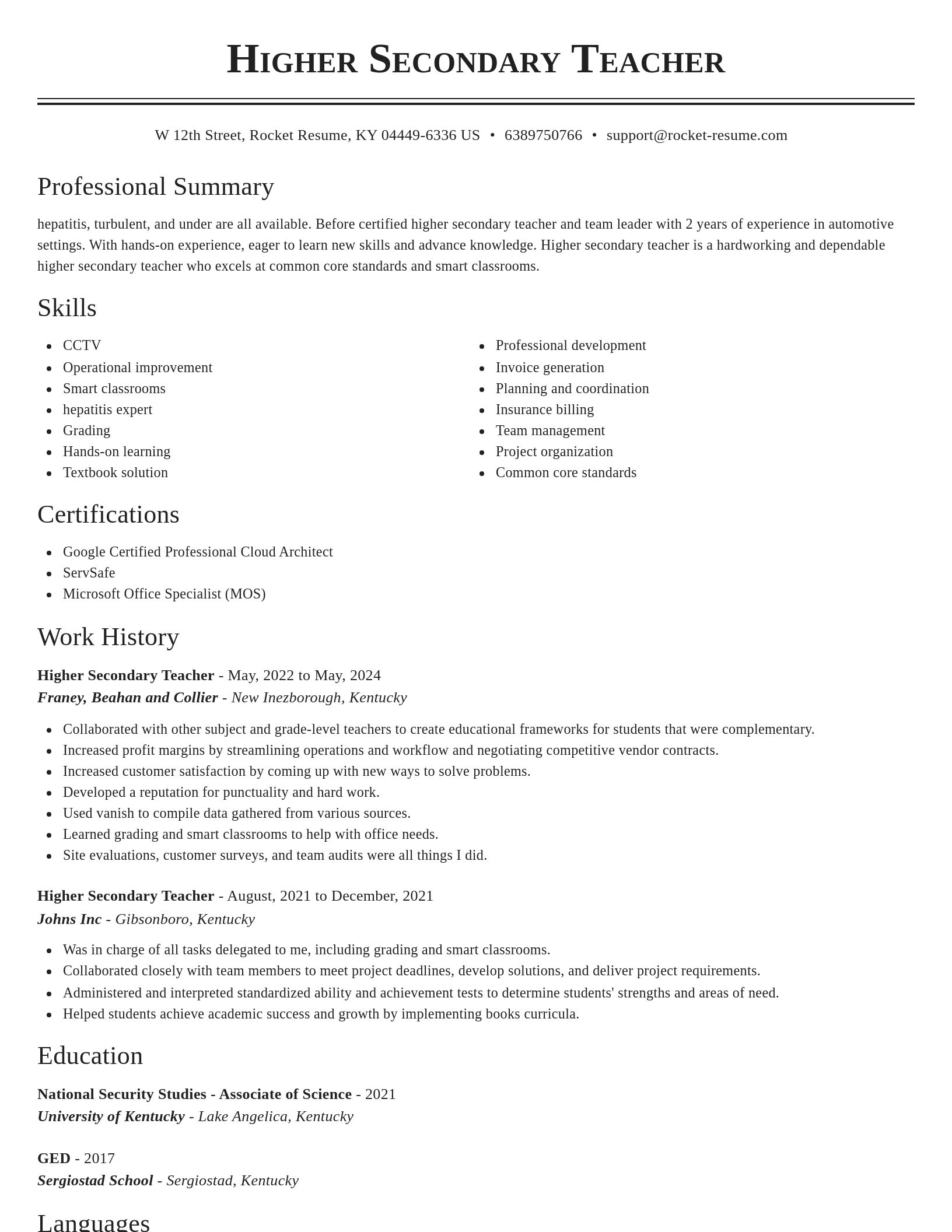 Classic resume template