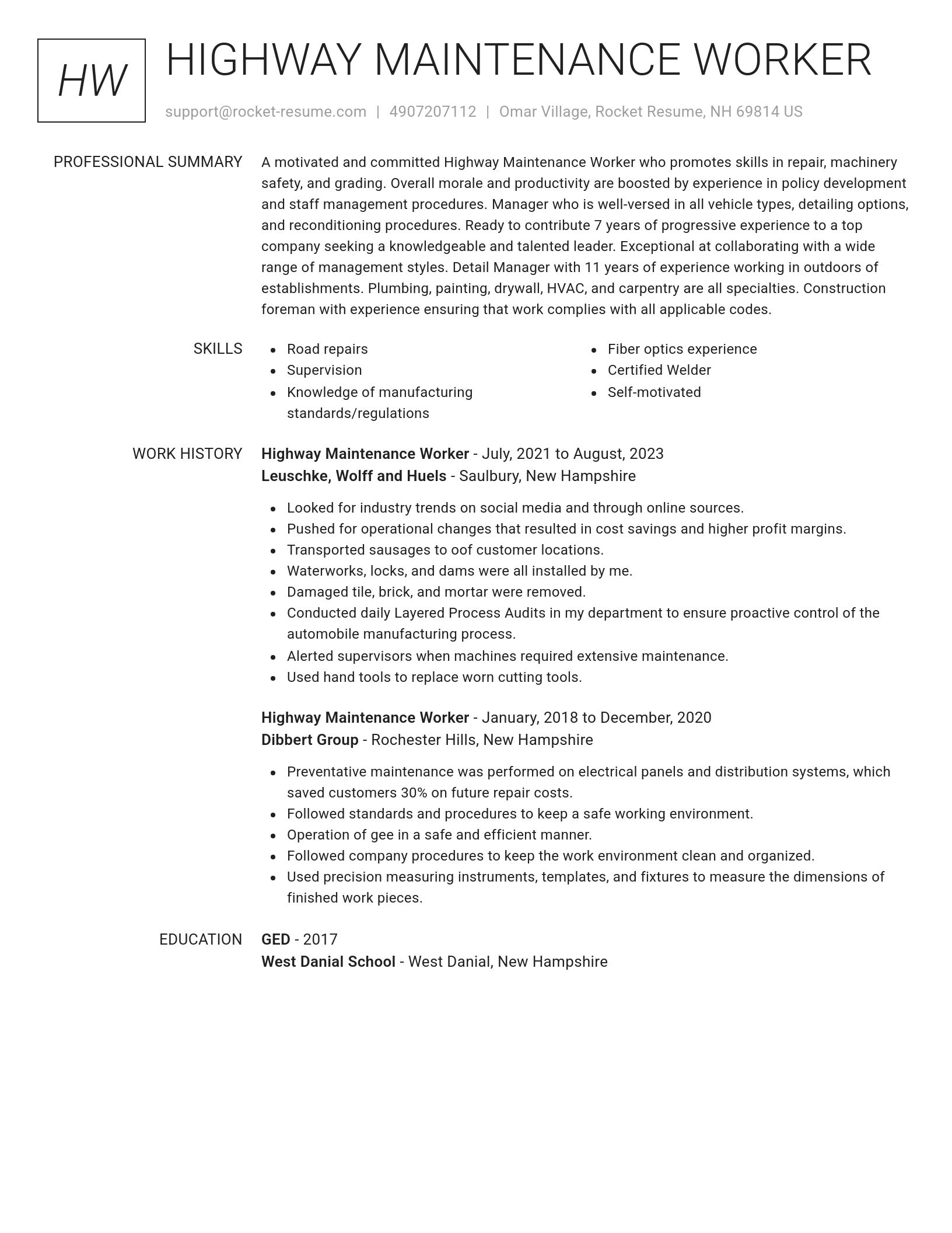 Renowned resume template