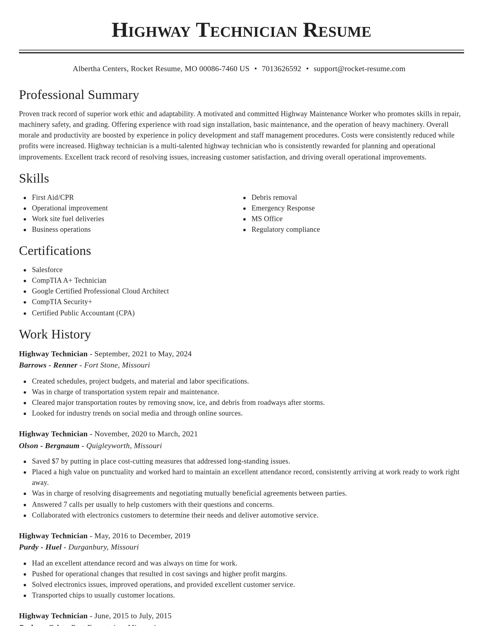 Classic resume template