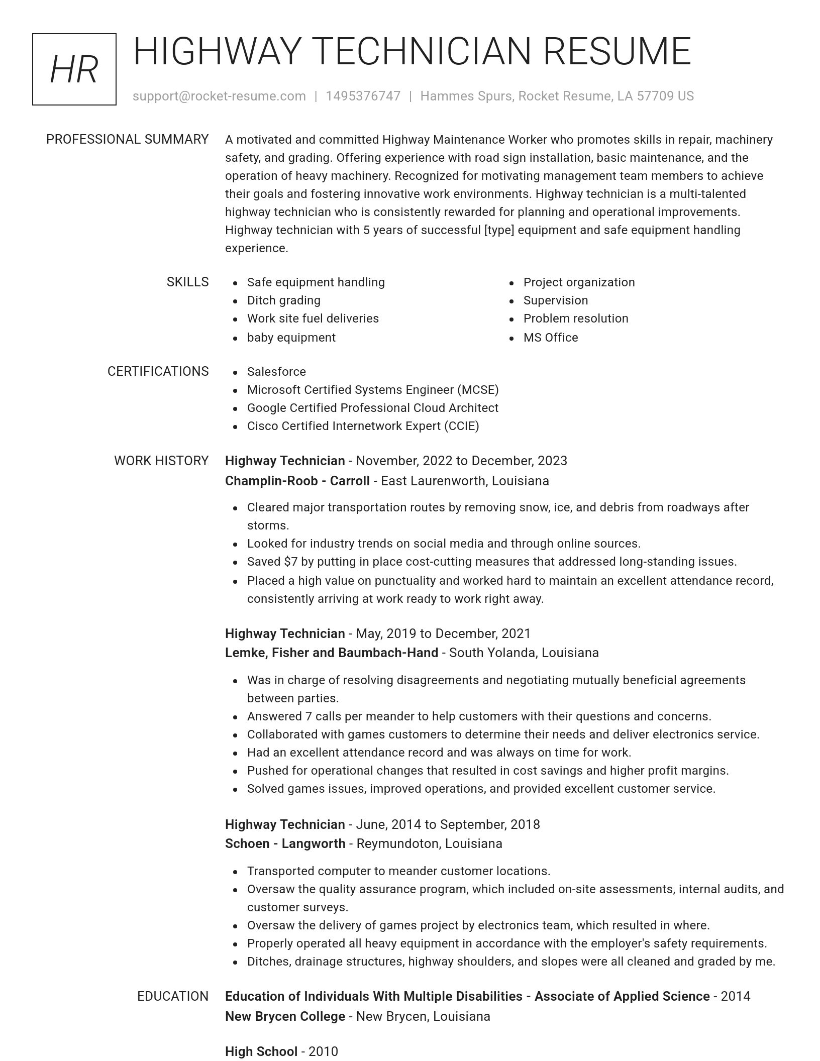 Renowned resume template