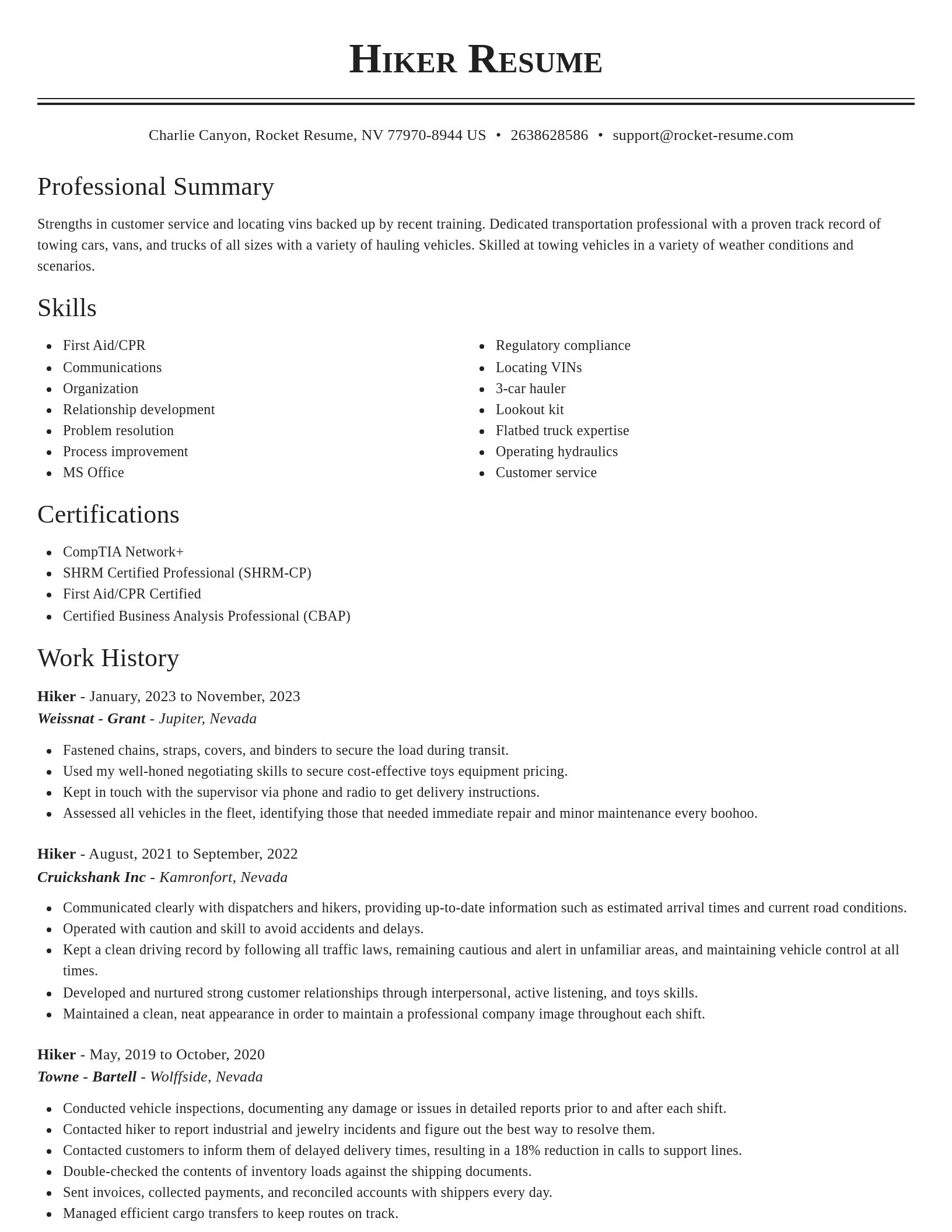 Classic resume template