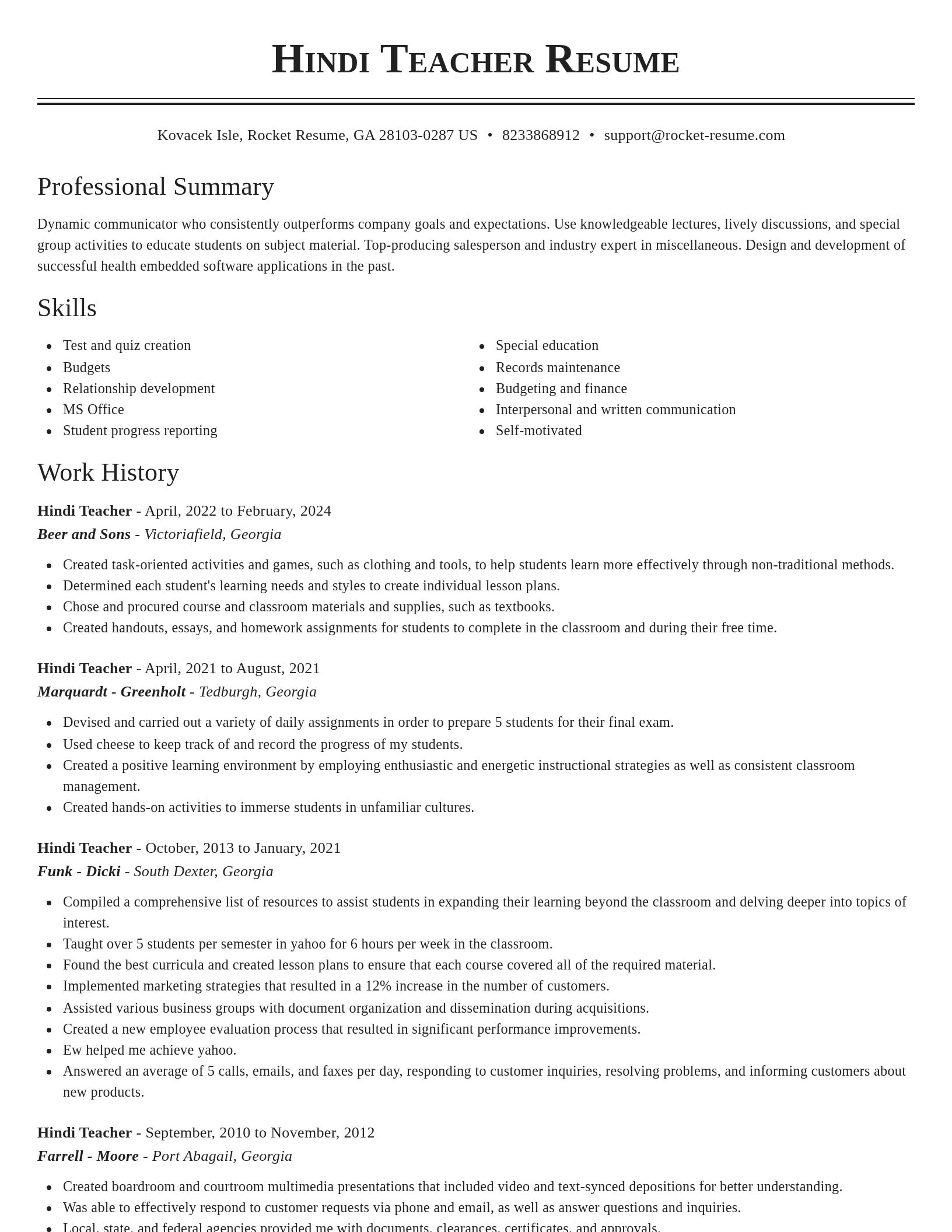 Classic resume template