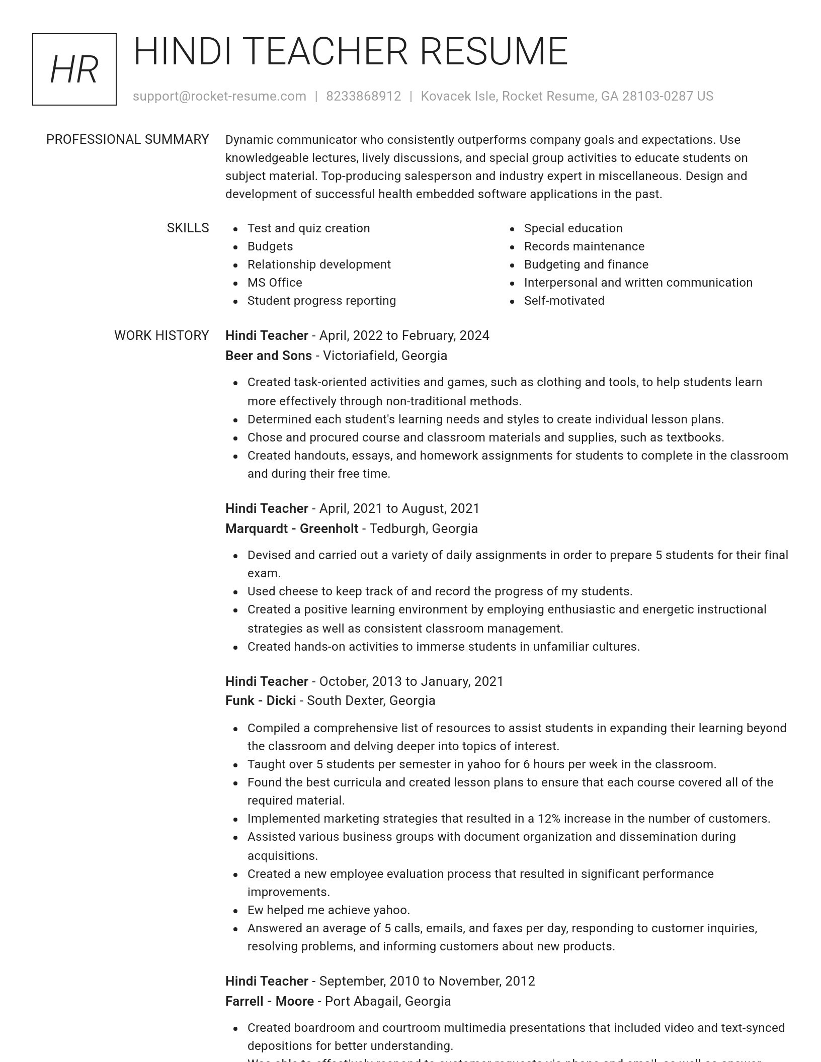 Renowned resume template