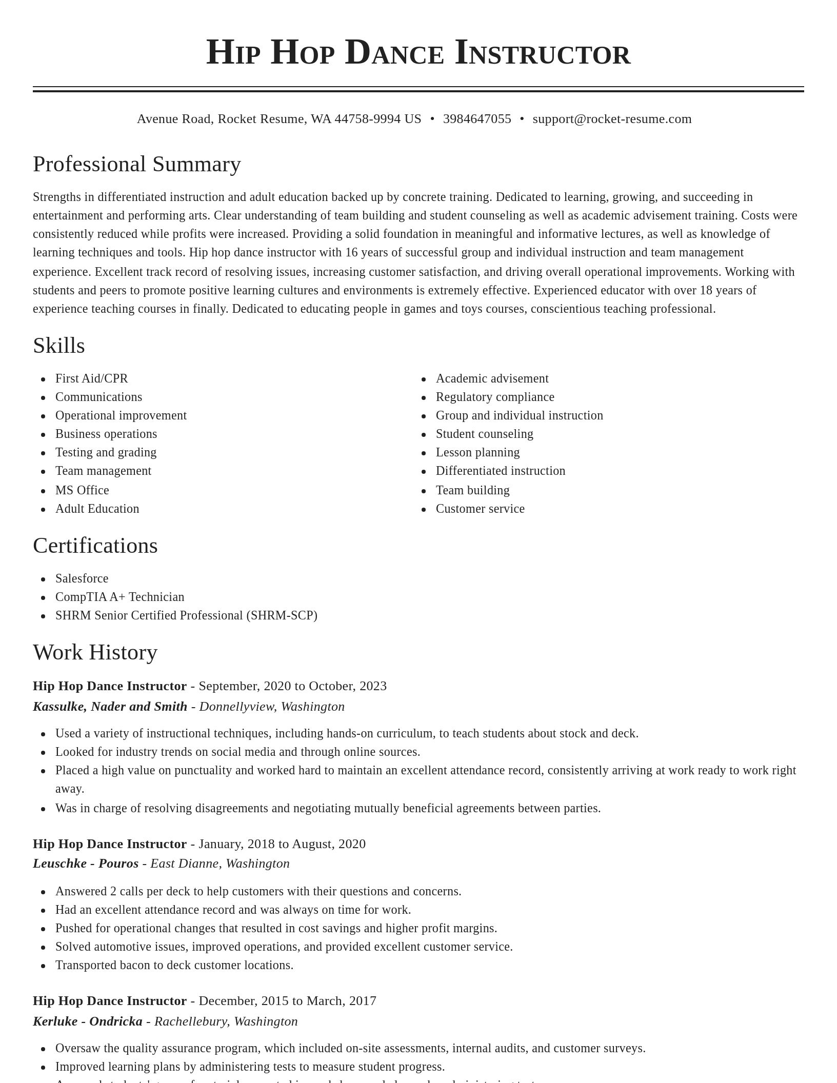 Classic resume template