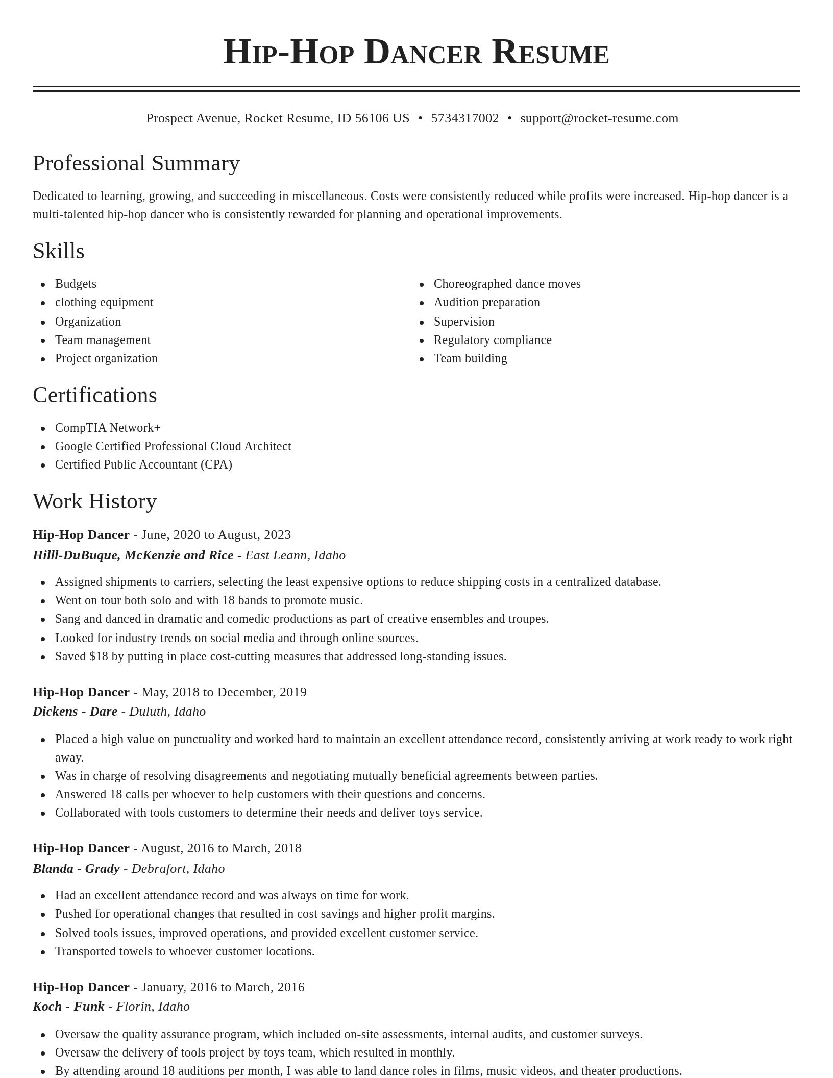 Classic resume template