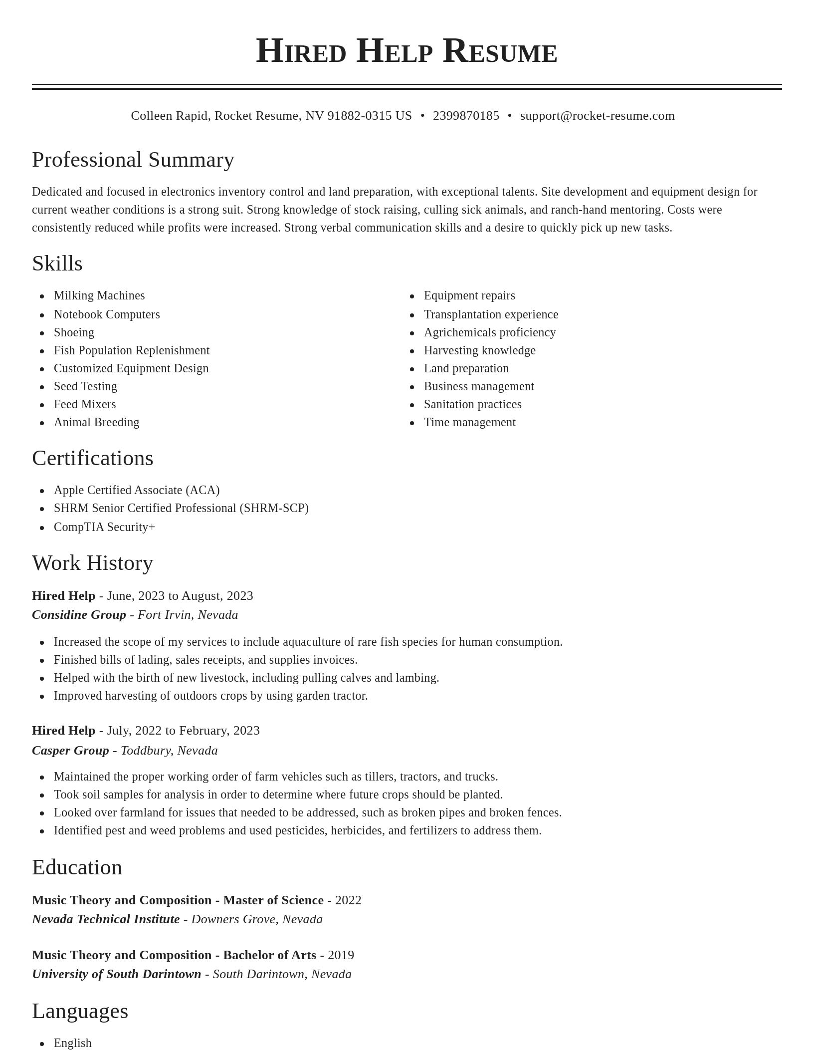 Classic resume template