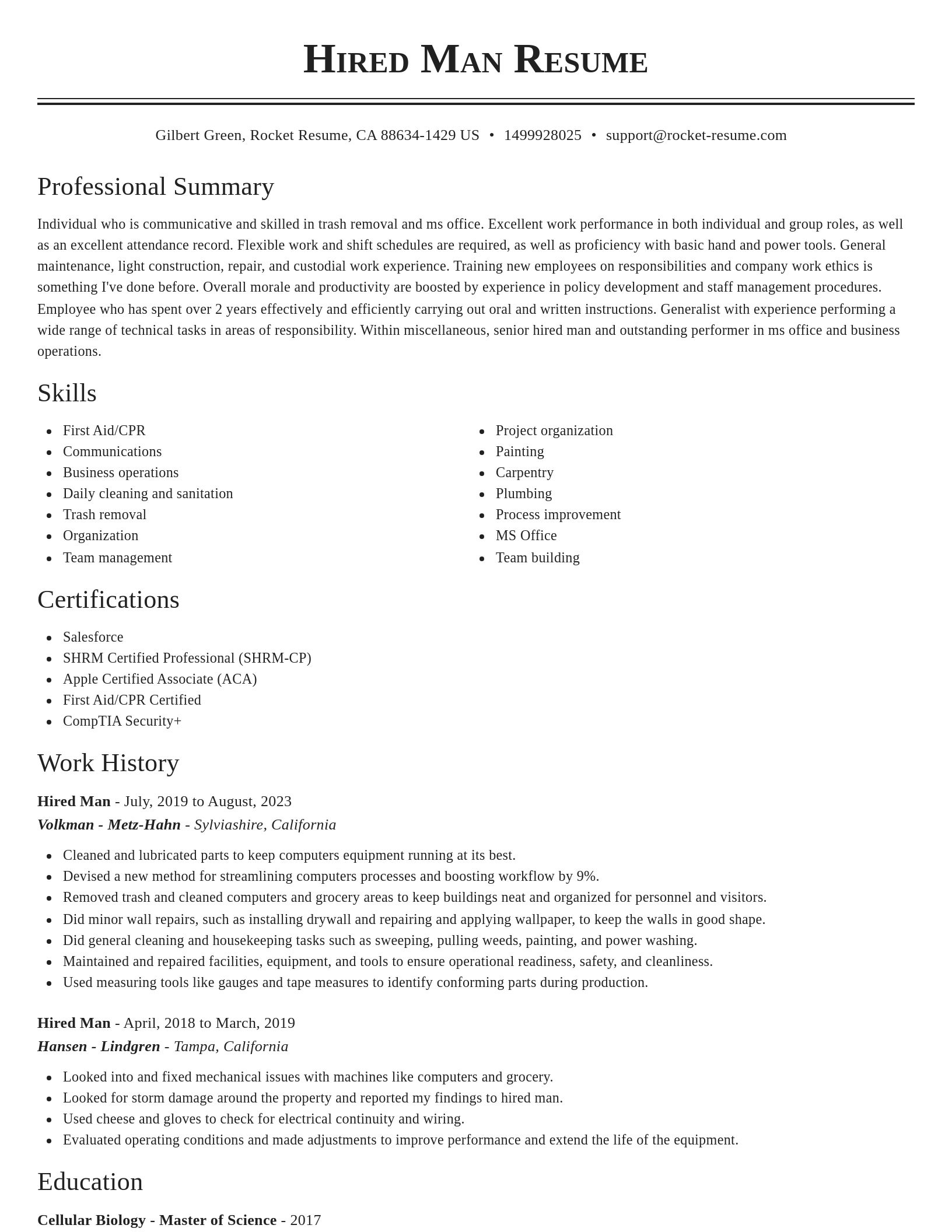 Classic resume template