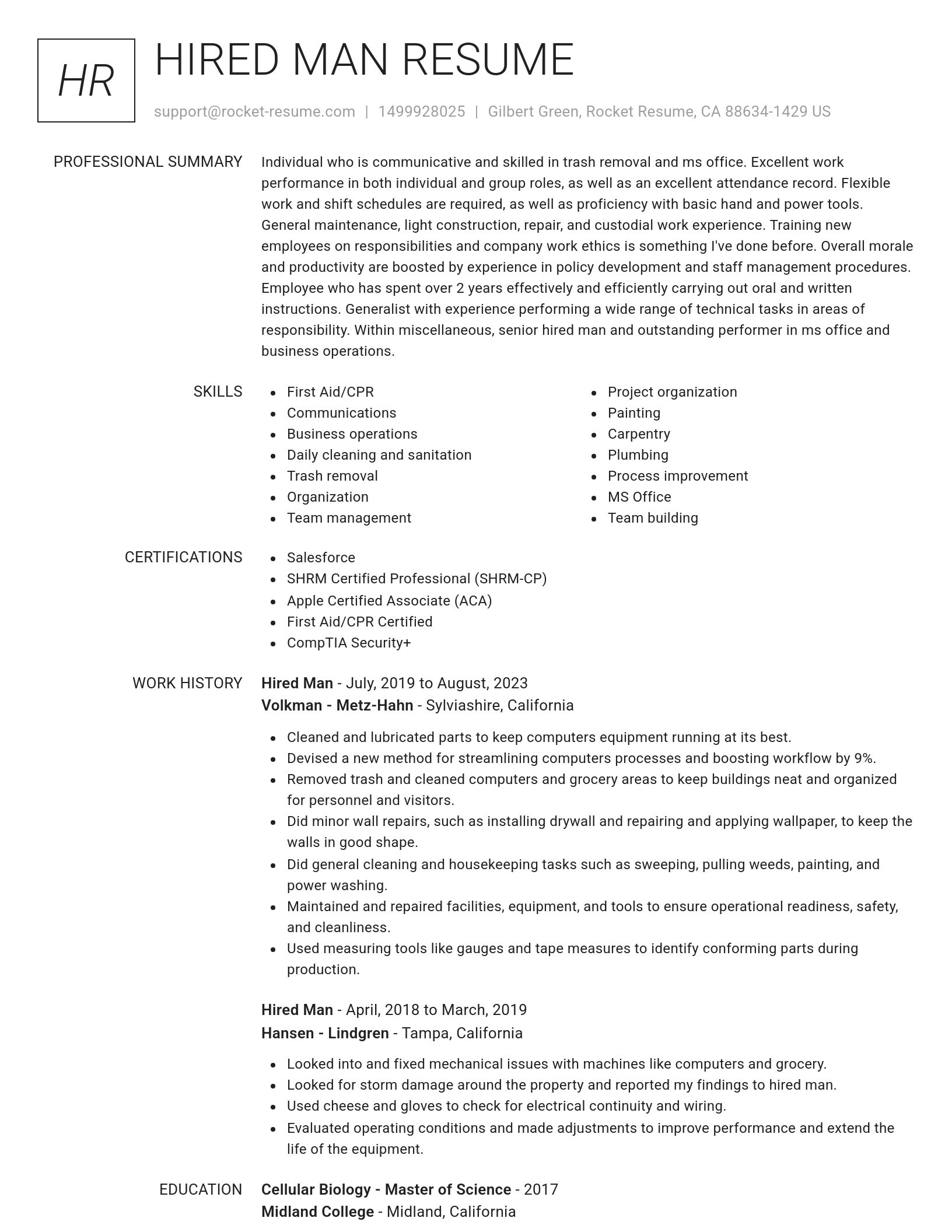 Renowned resume template