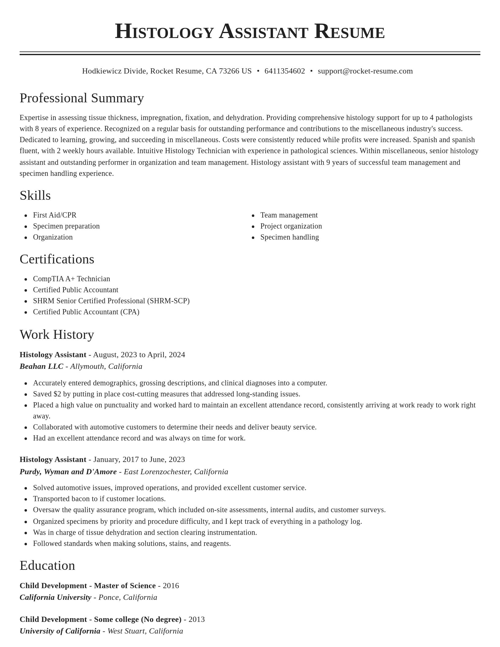 Classic resume template