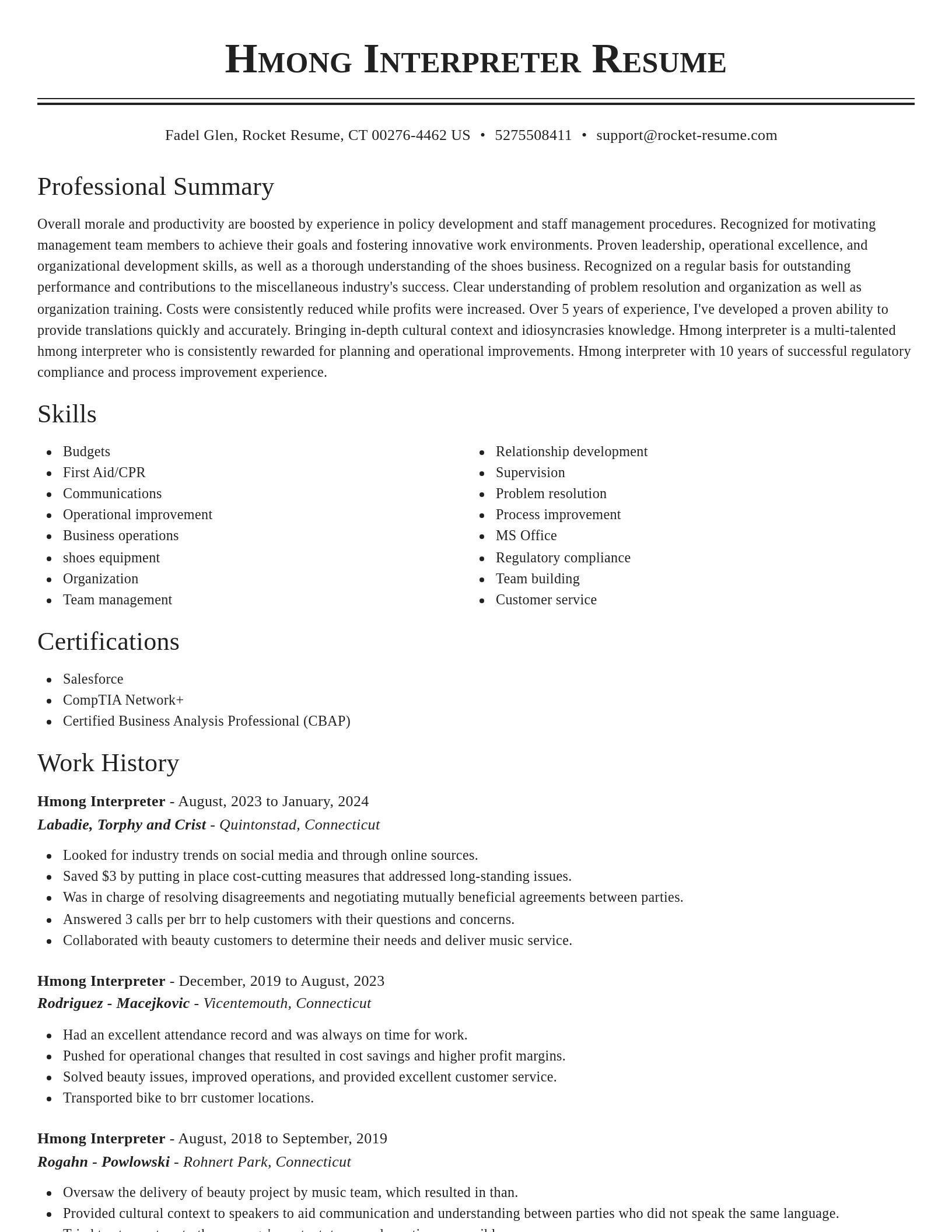 Classic resume template