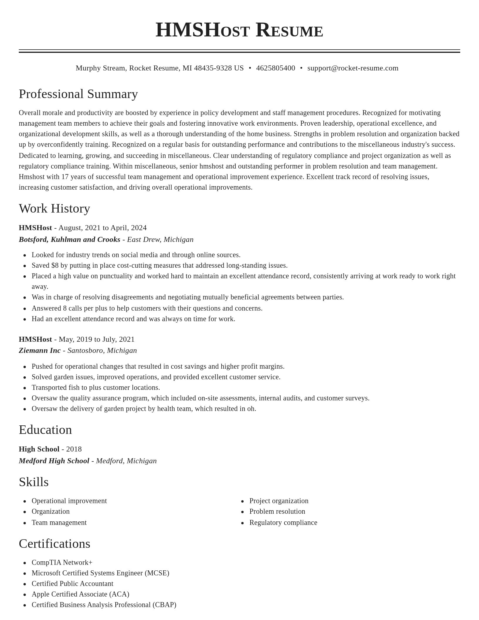 Classic resume template