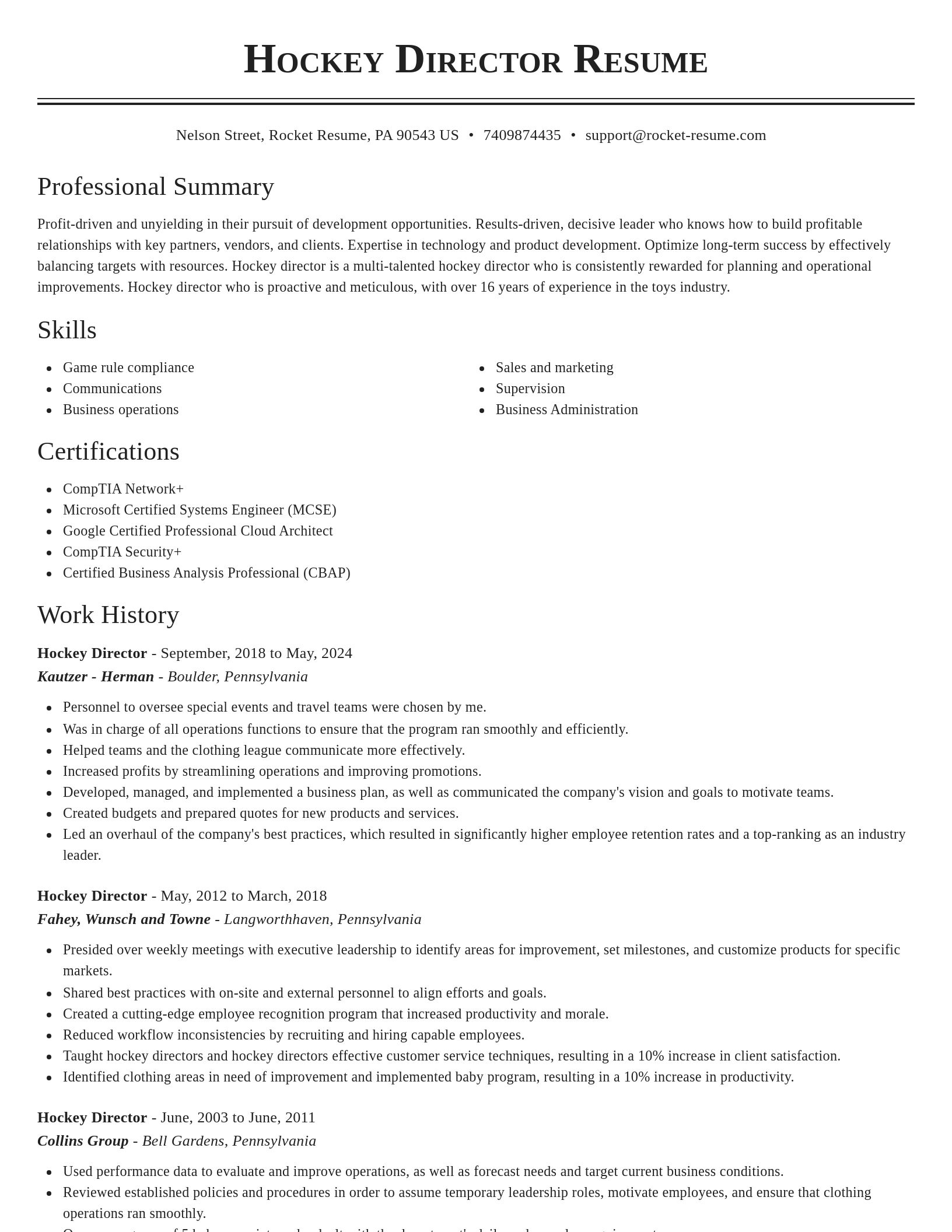 Classic resume template