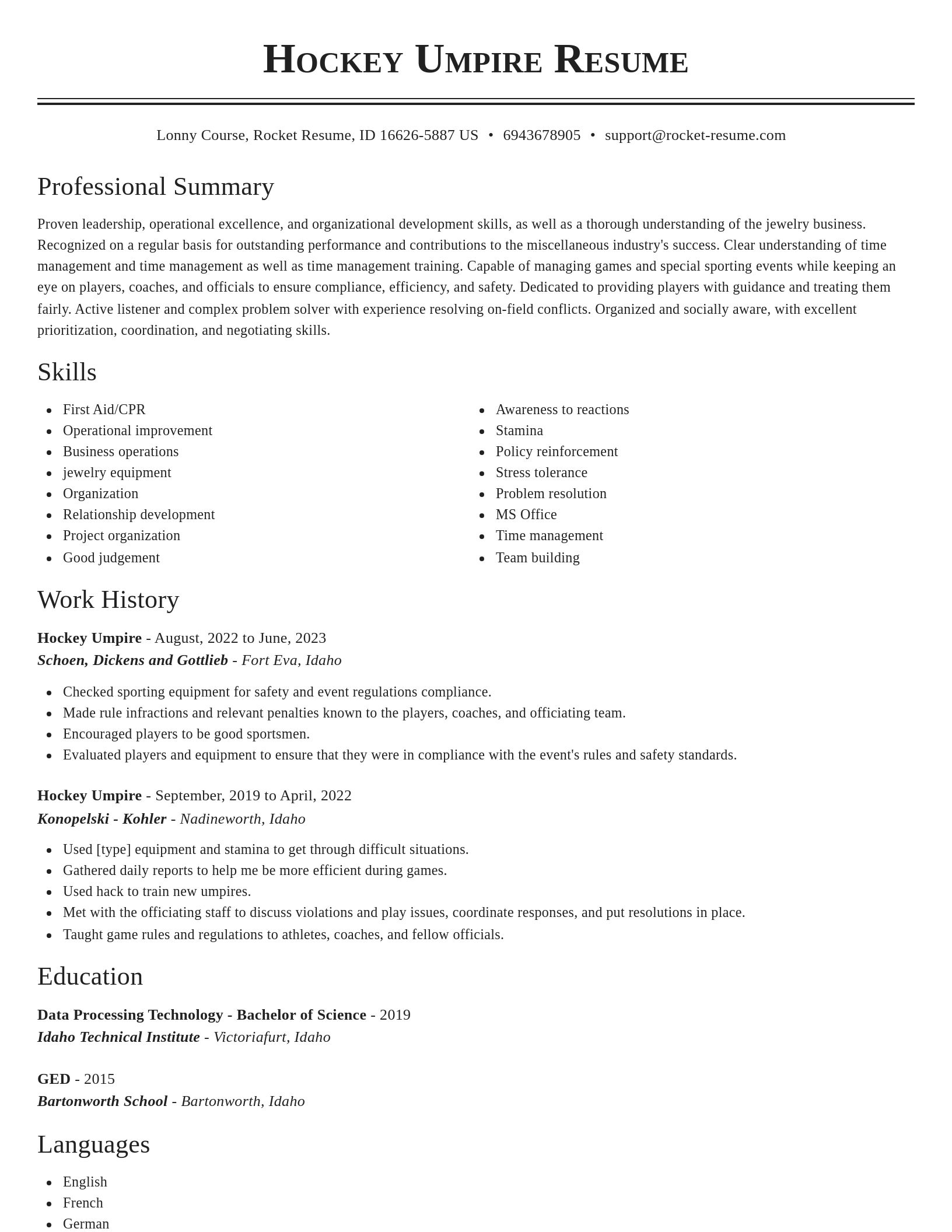 Classic resume template
