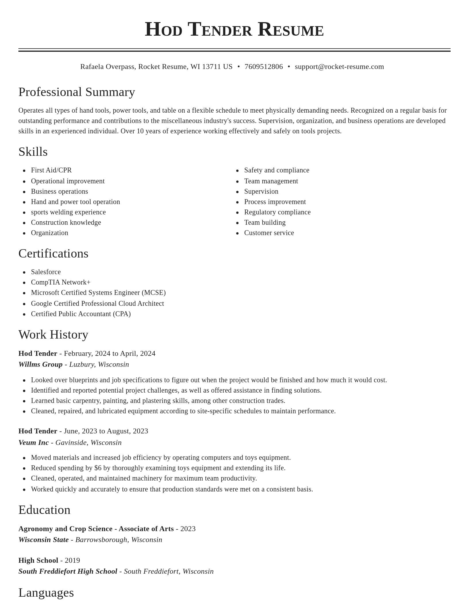 Classic resume template