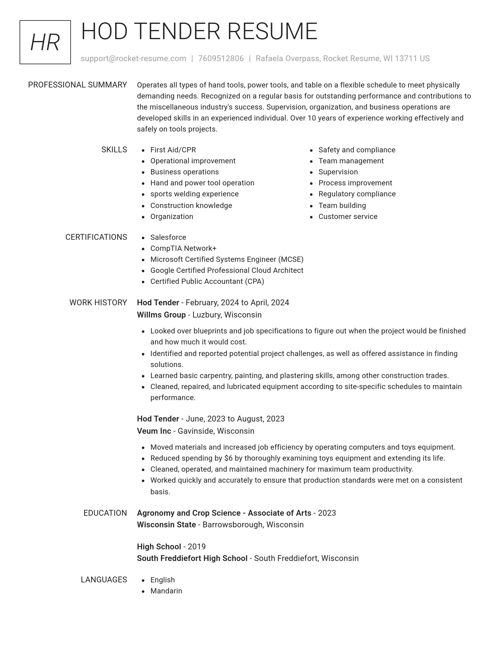 Renowned resume template