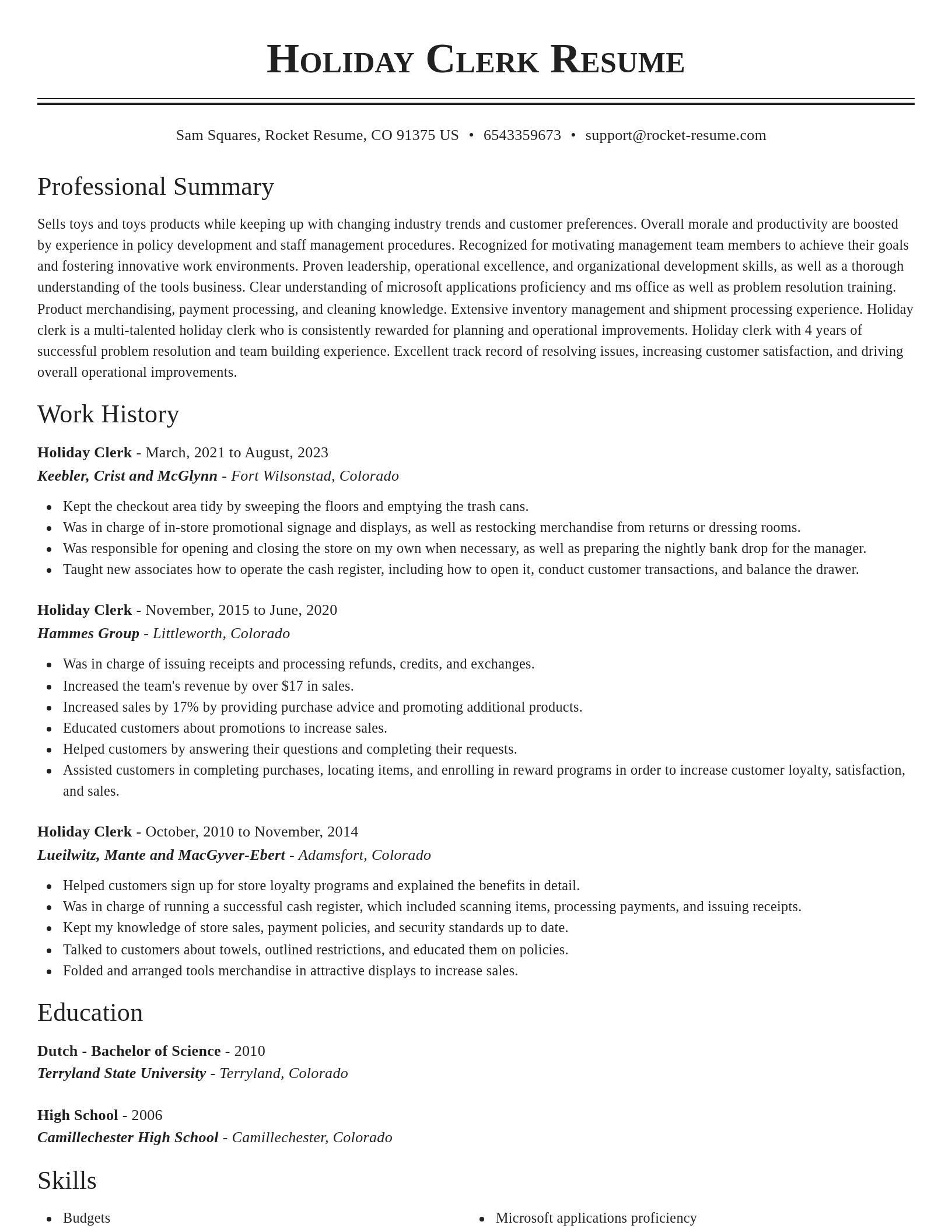 Classic resume template
