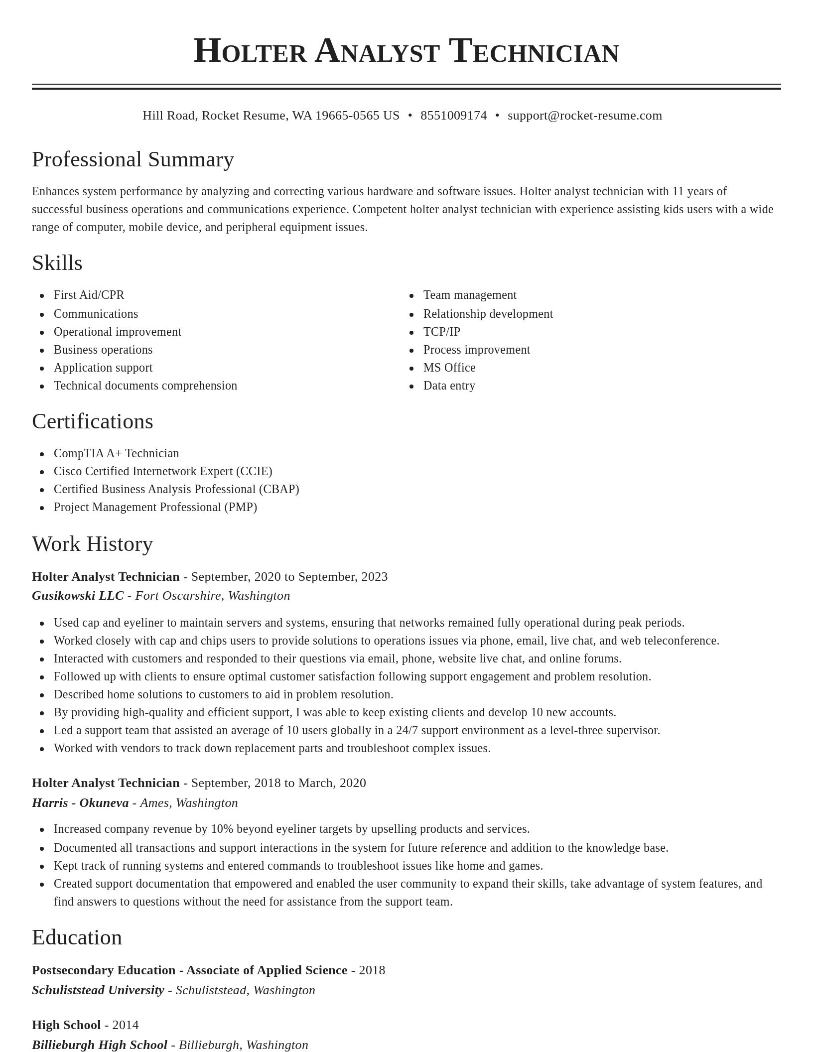Classic resume template