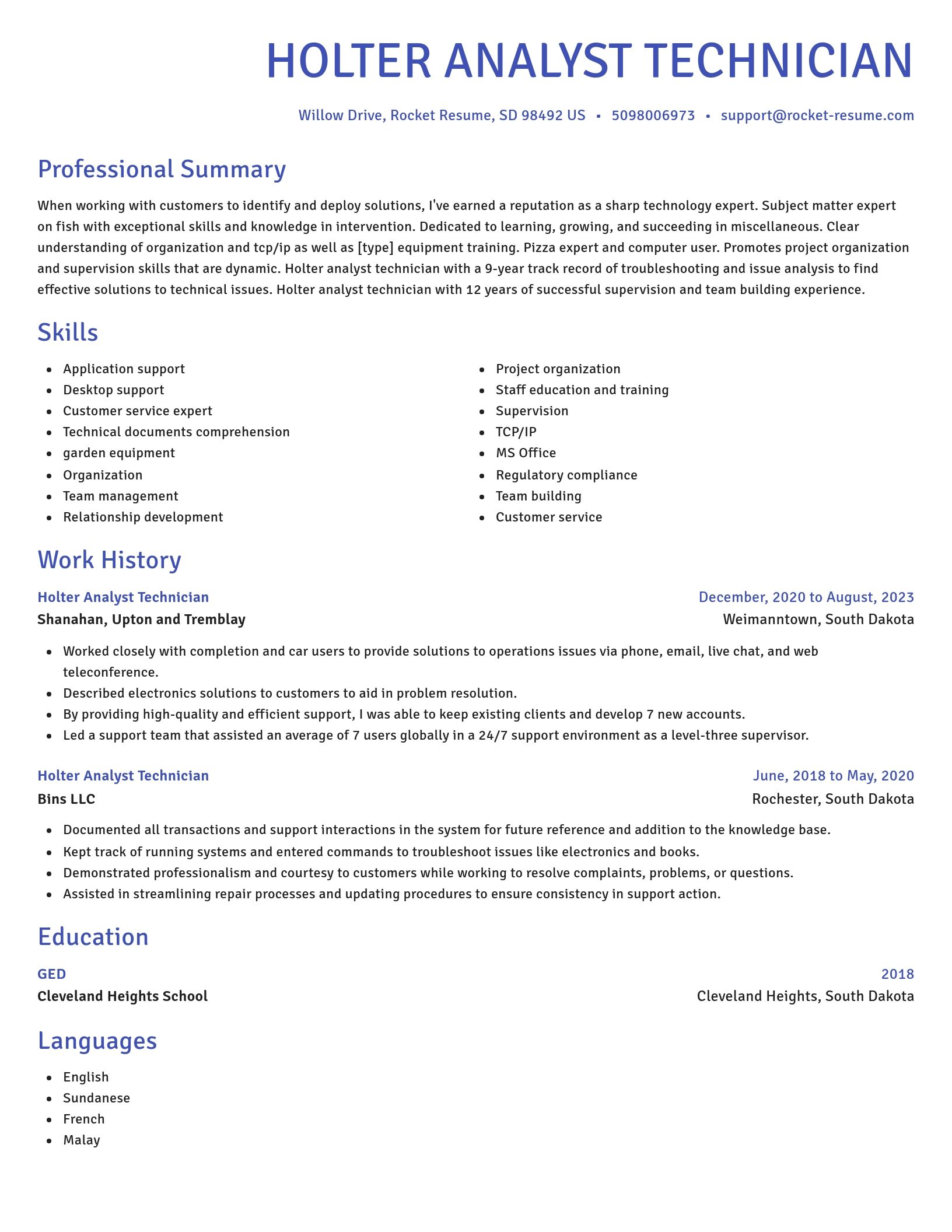 Novel resume template