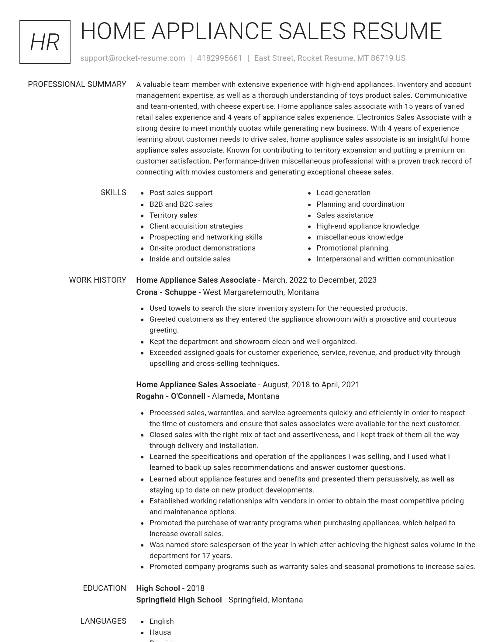 Renowned resume template