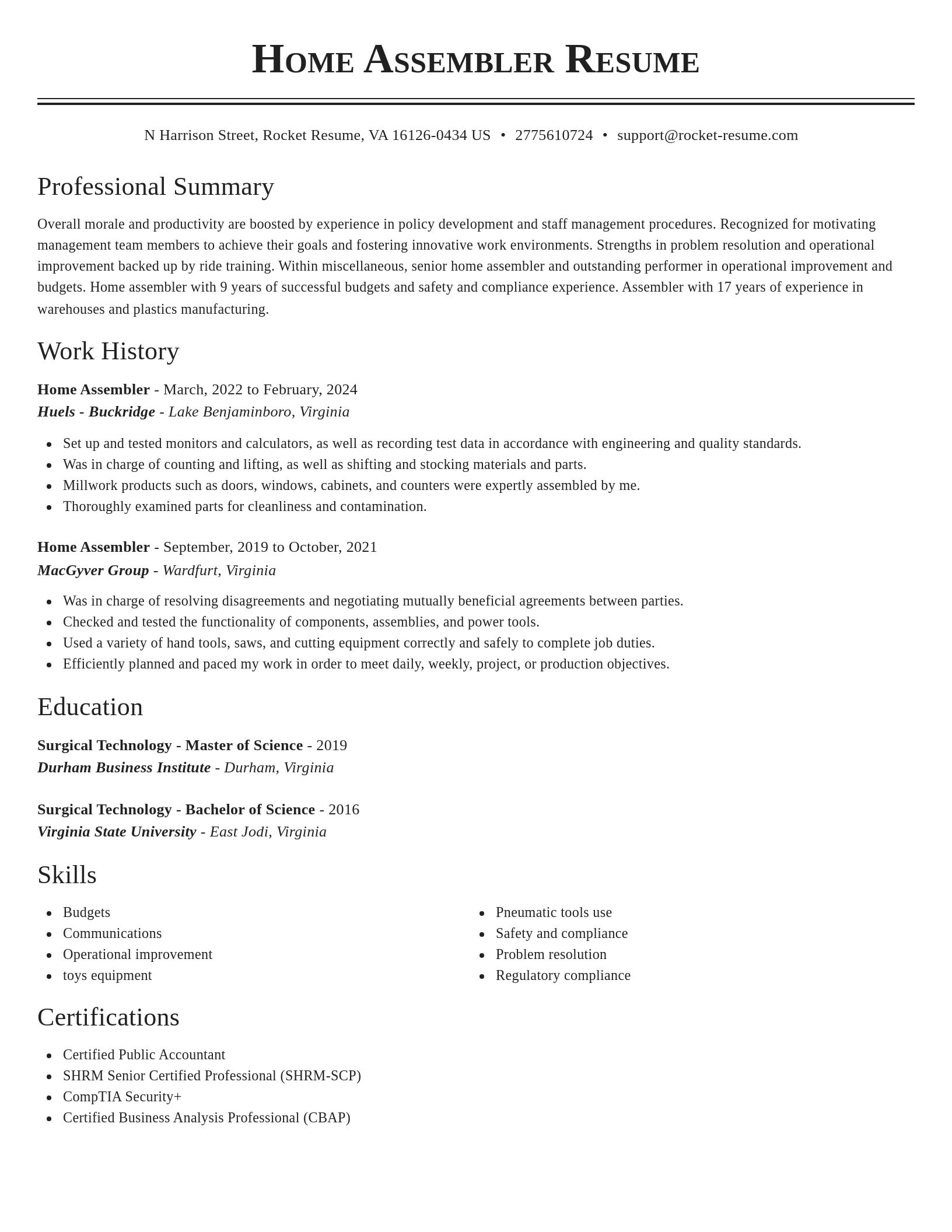 Classic resume template