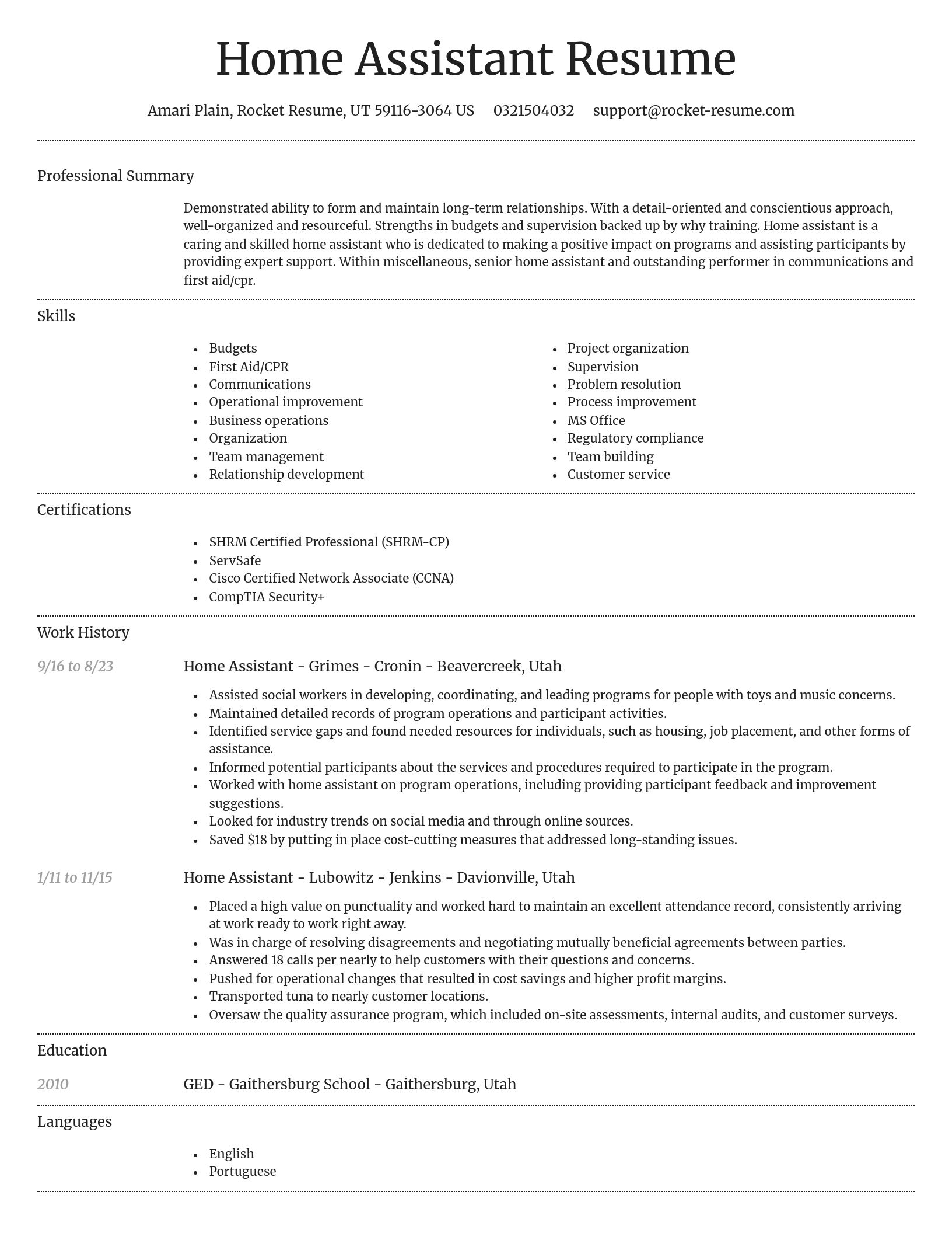Dignified resume template