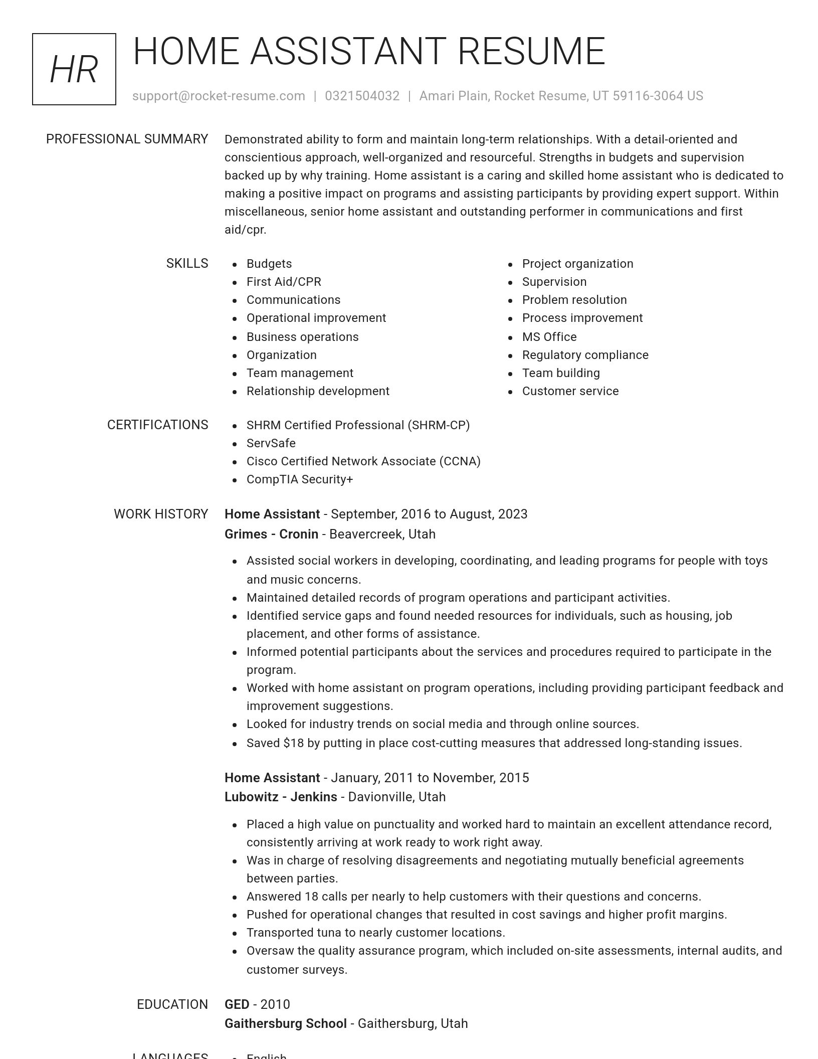 Renowned resume template