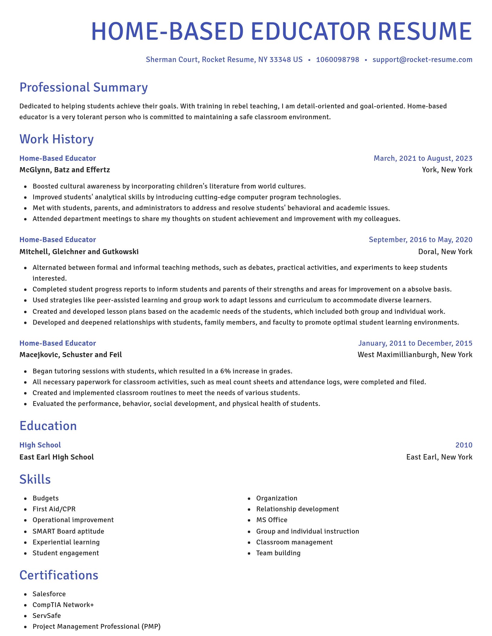 Novel resume template