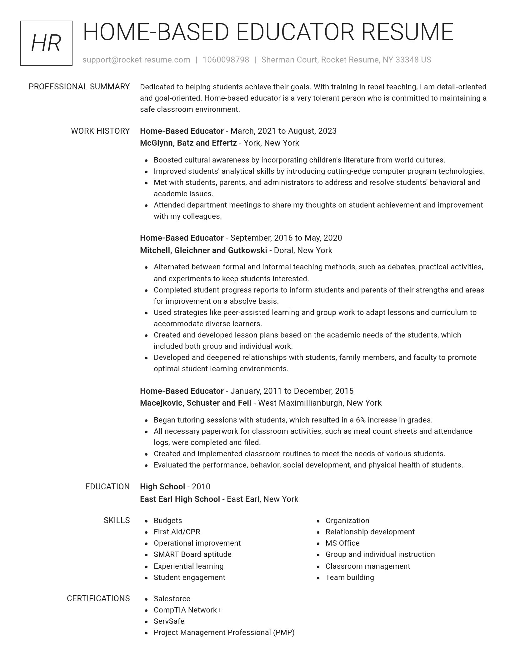 Renowned resume template