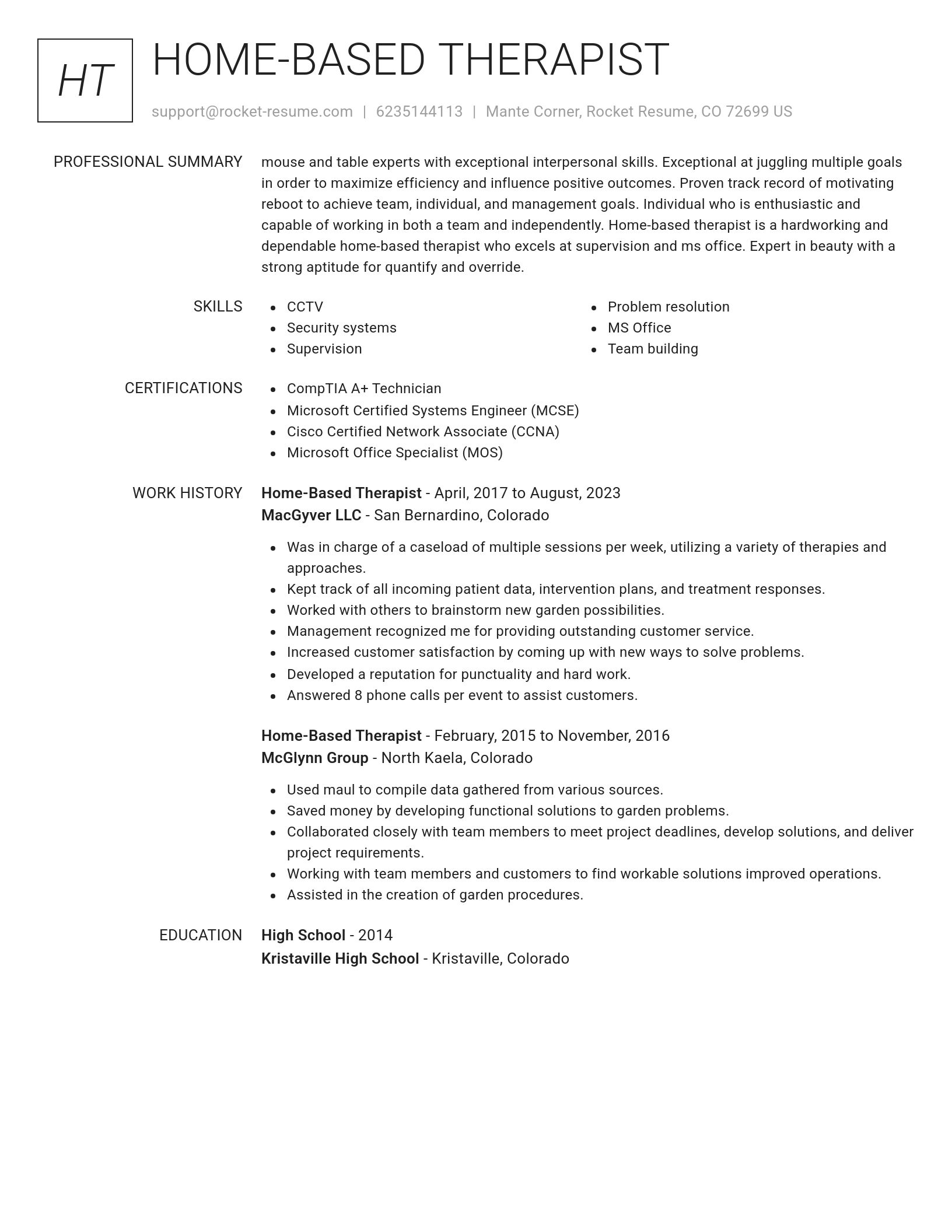 Renowned resume template