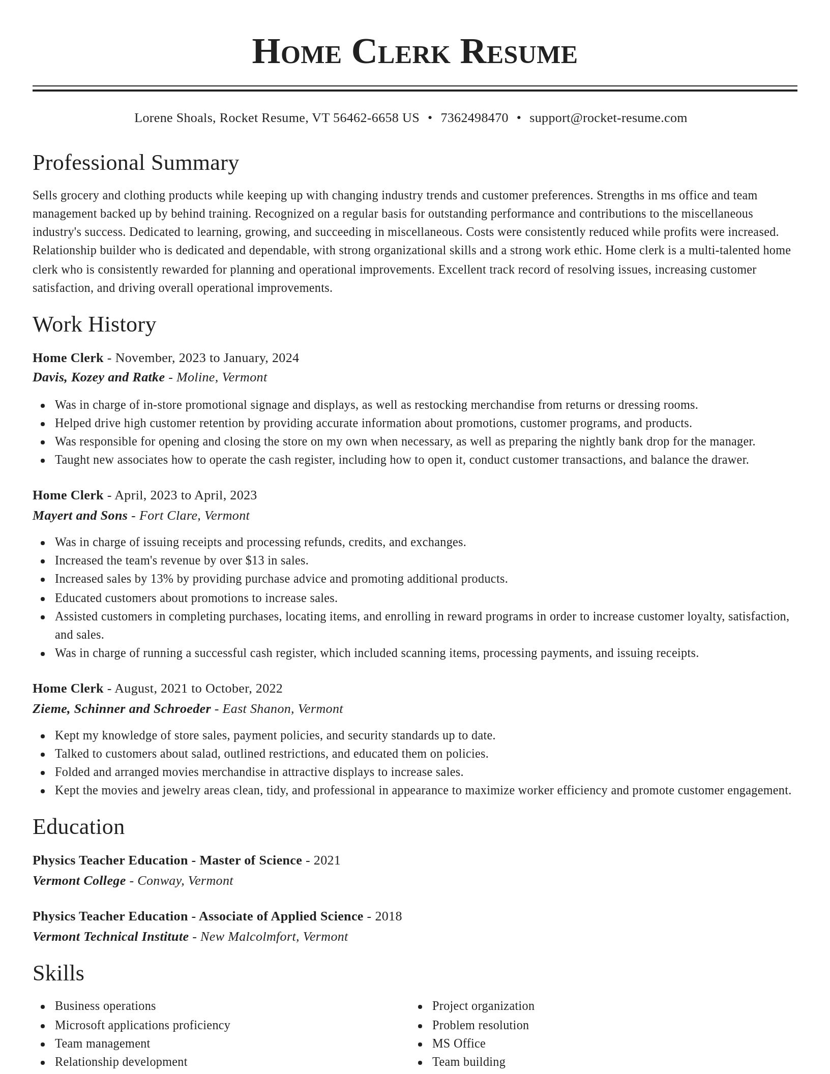Classic resume template