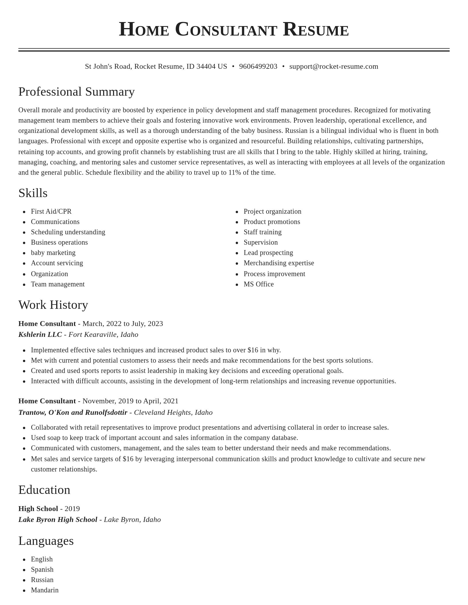 Classic resume template