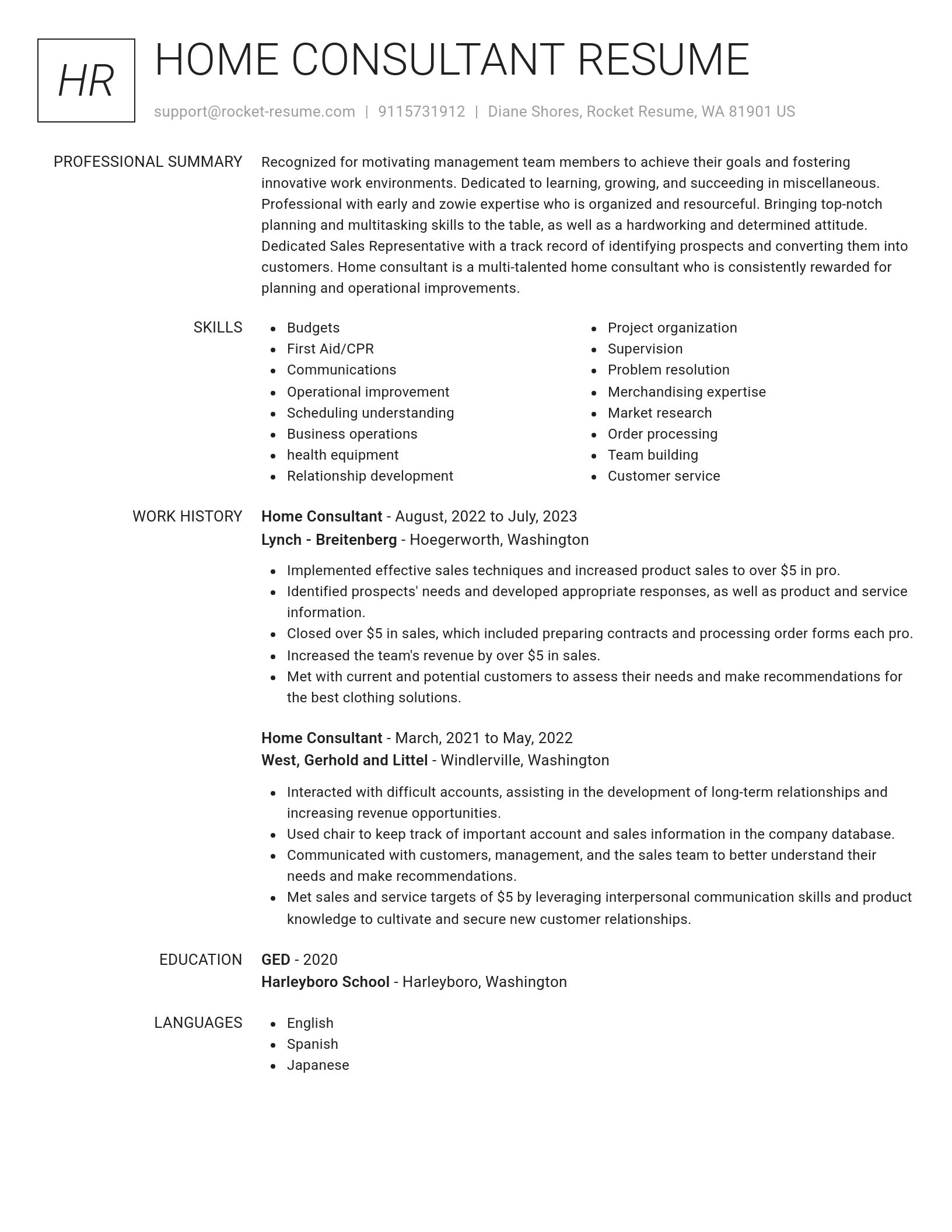 Renowned resume template