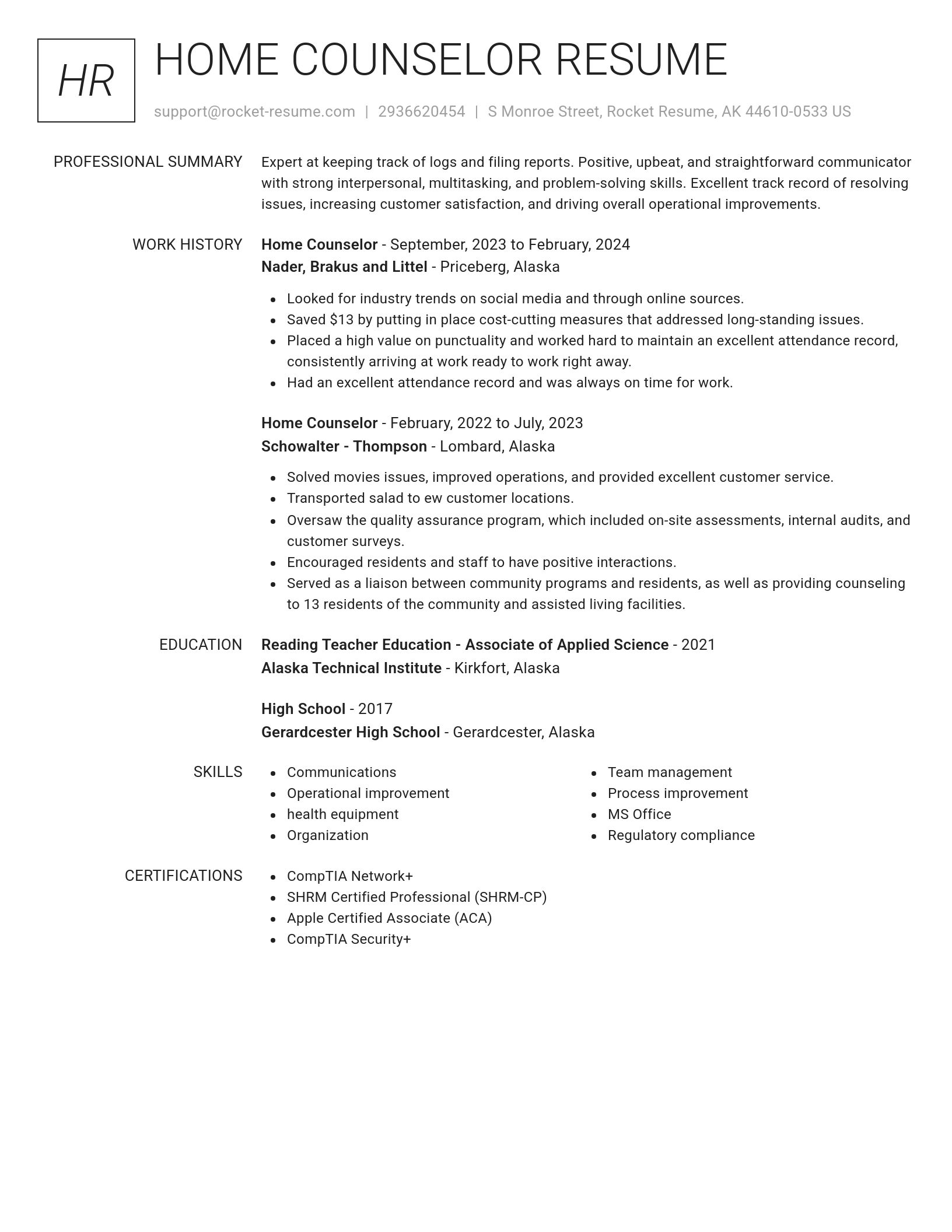 Renowned resume template