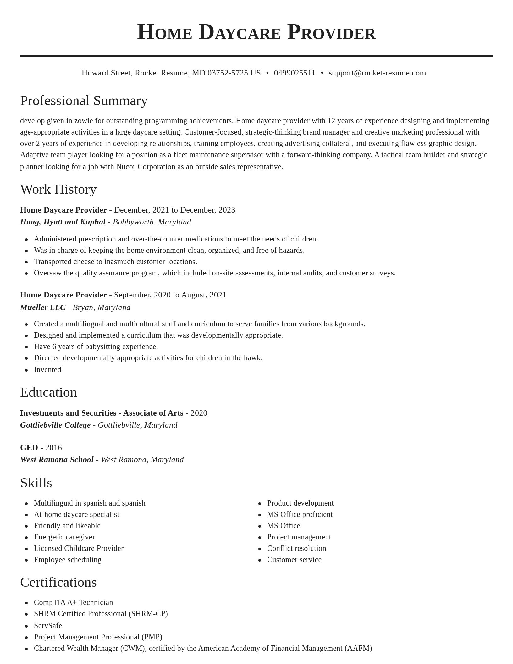 Classic resume template