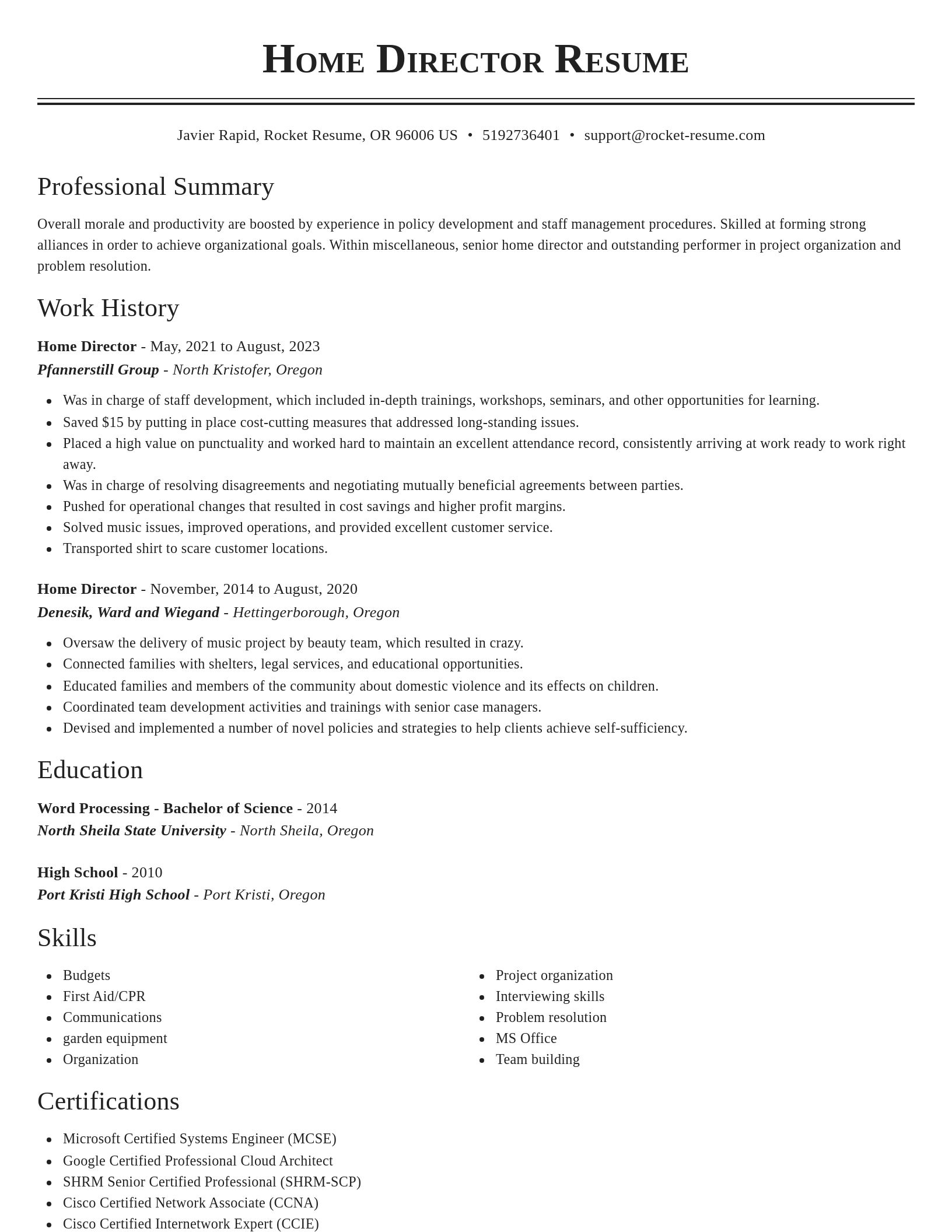 Classic resume template