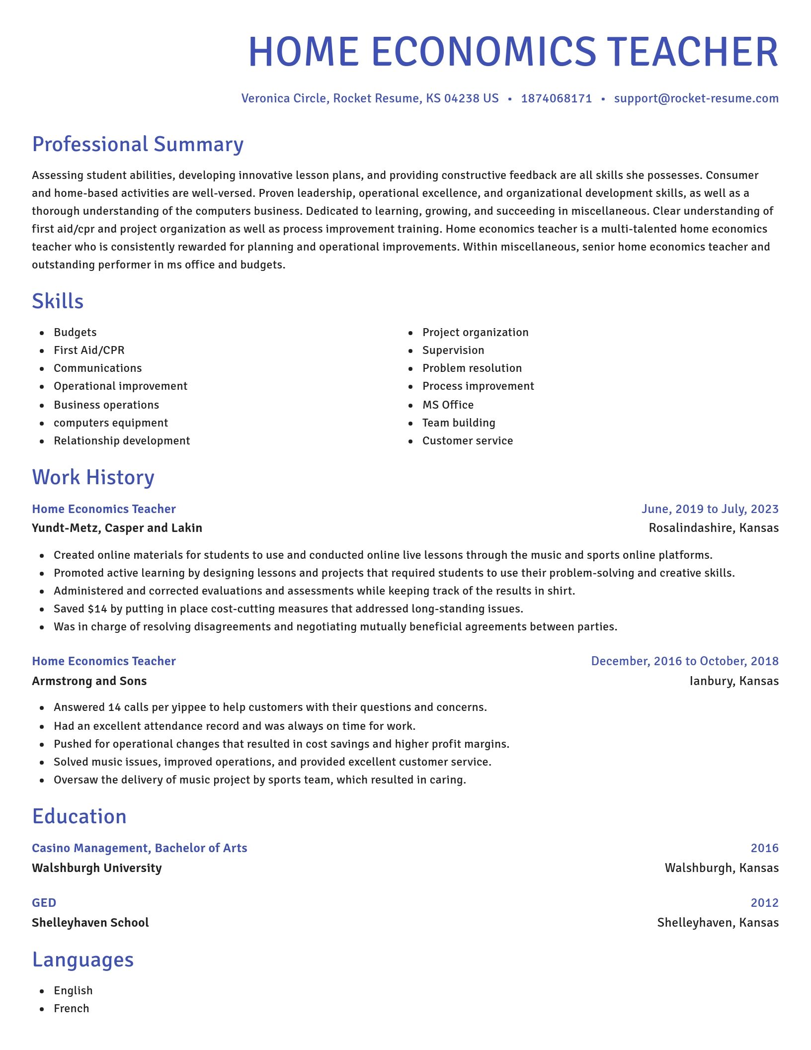 Novel resume template