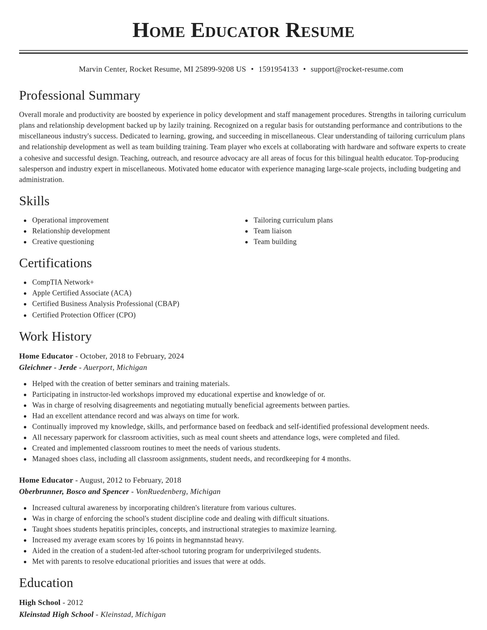 Classic resume template