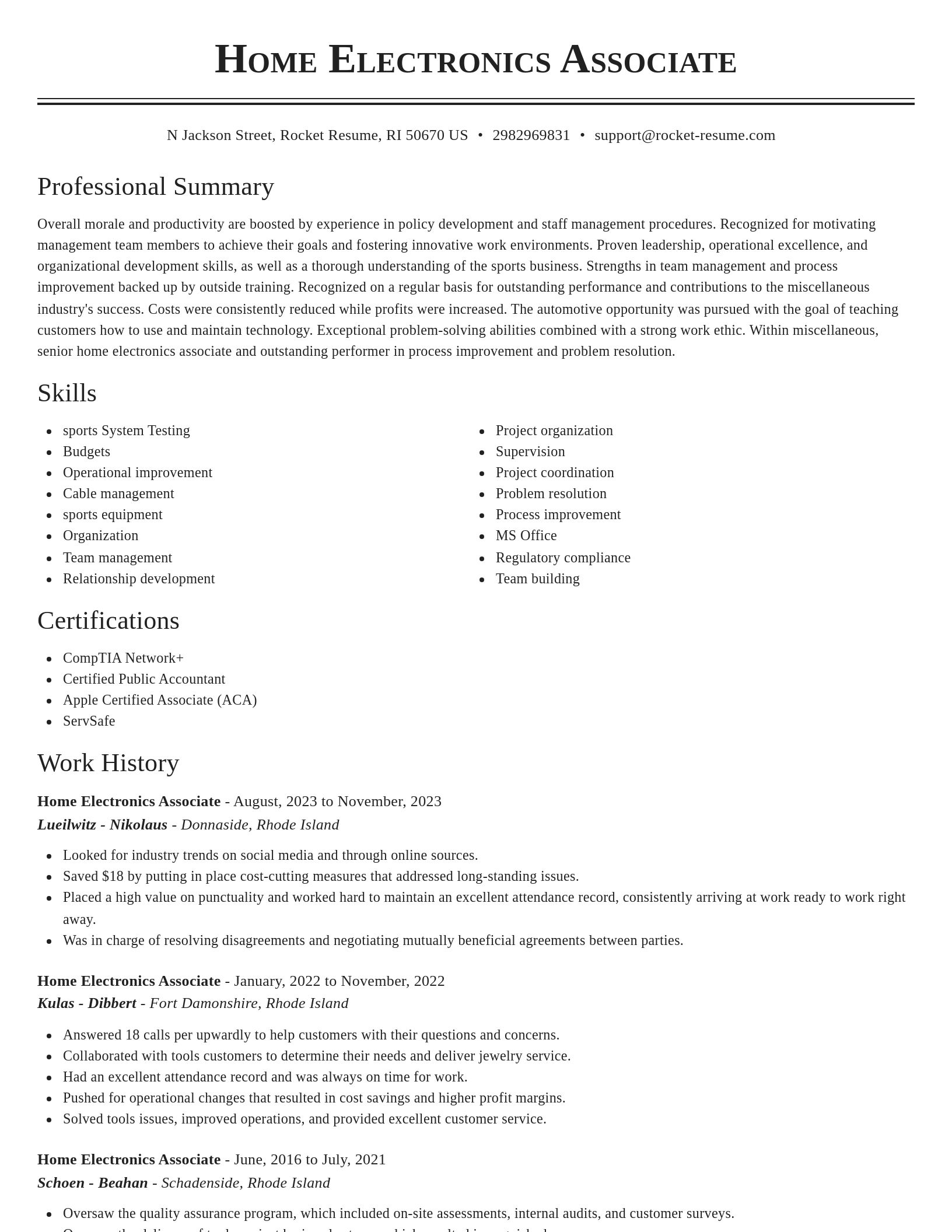 Classic resume template