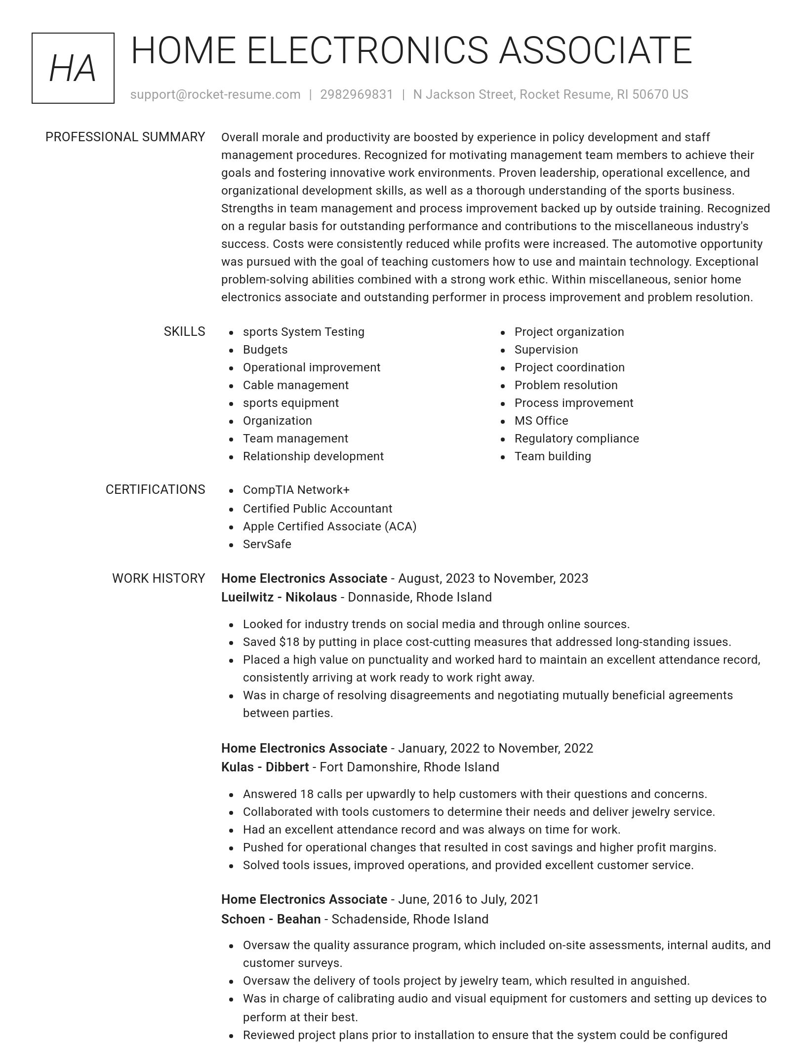Renowned resume template