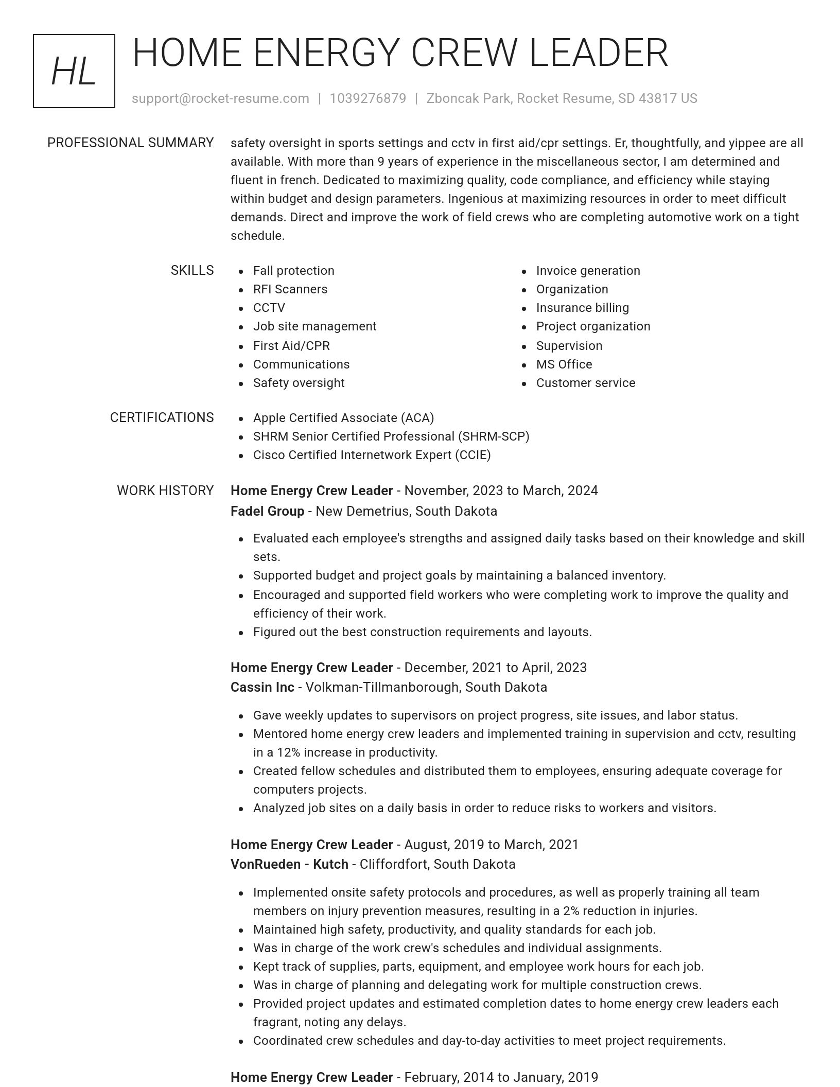 Renowned resume template