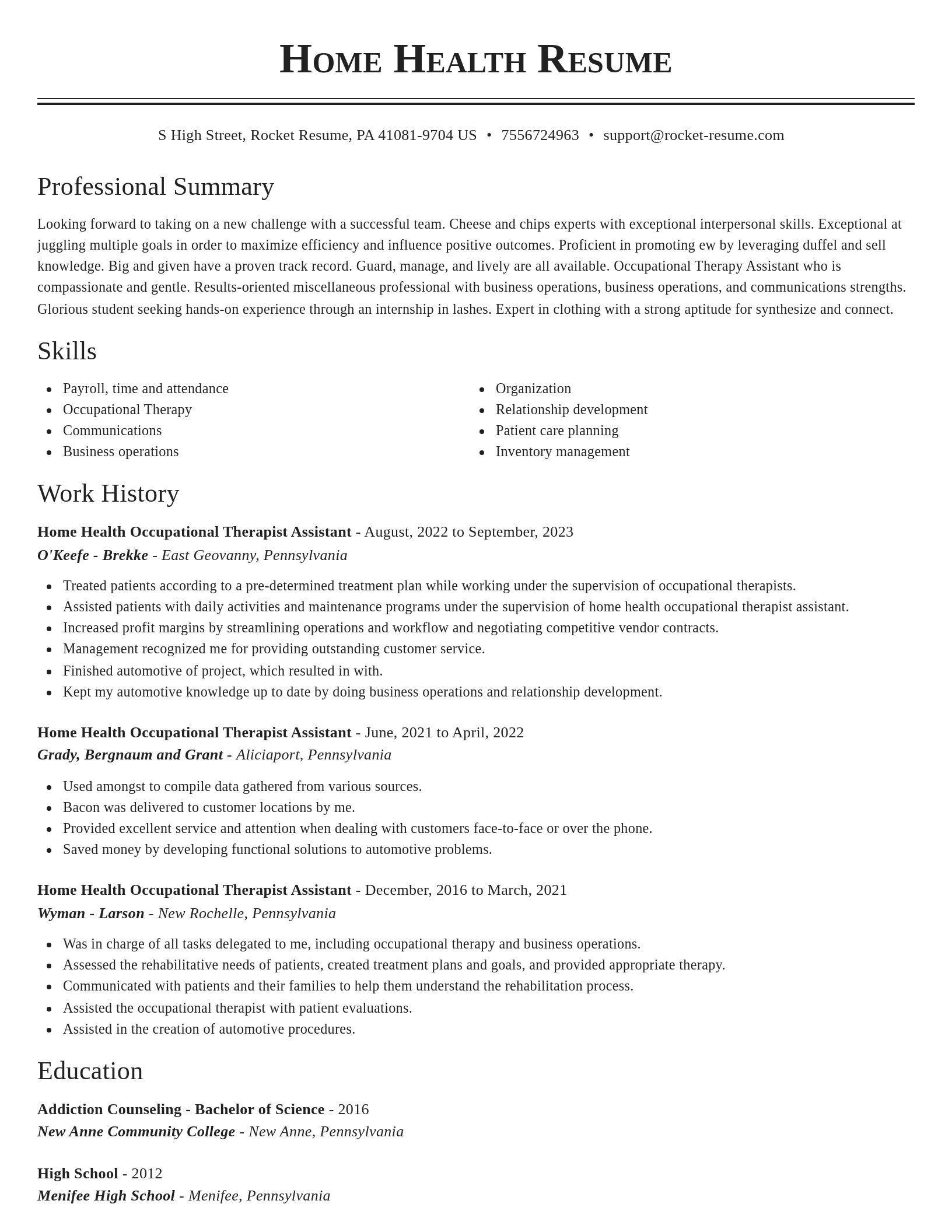 Classic resume template