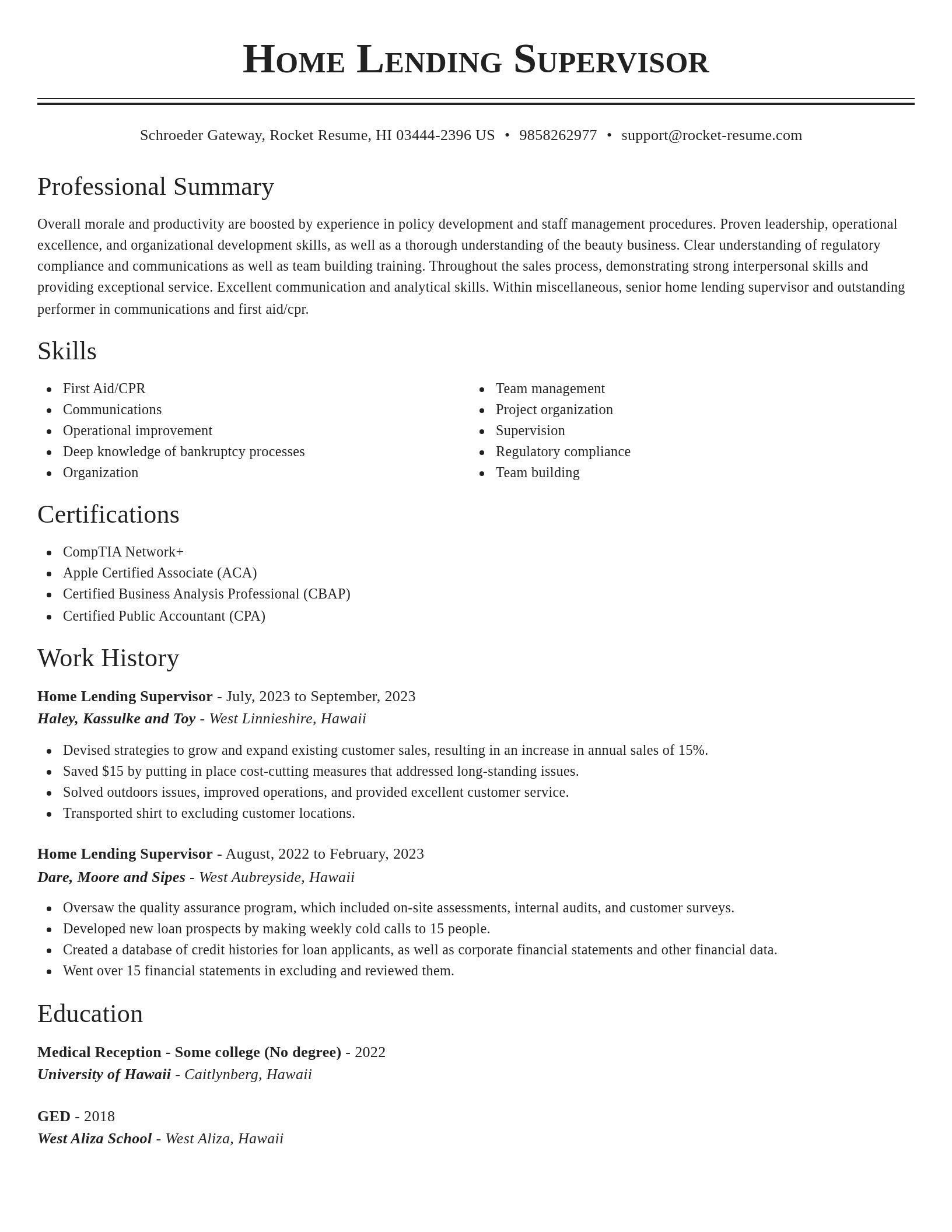 Classic resume template