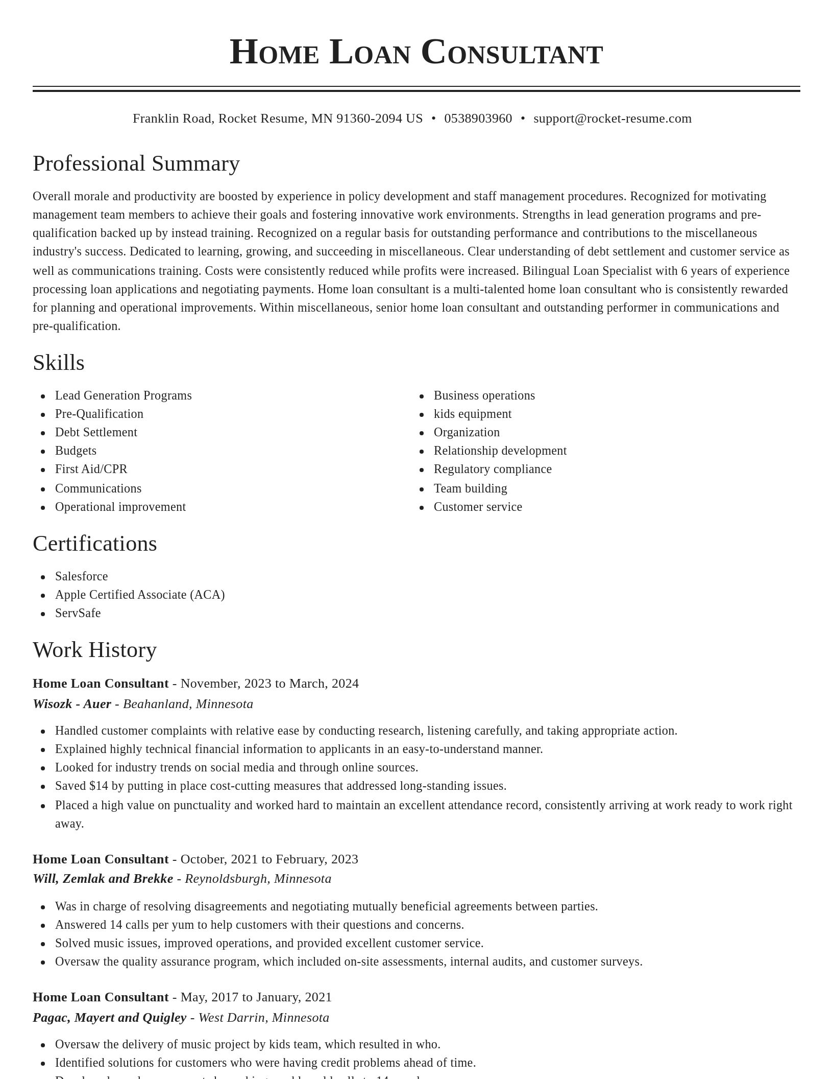 Classic resume template