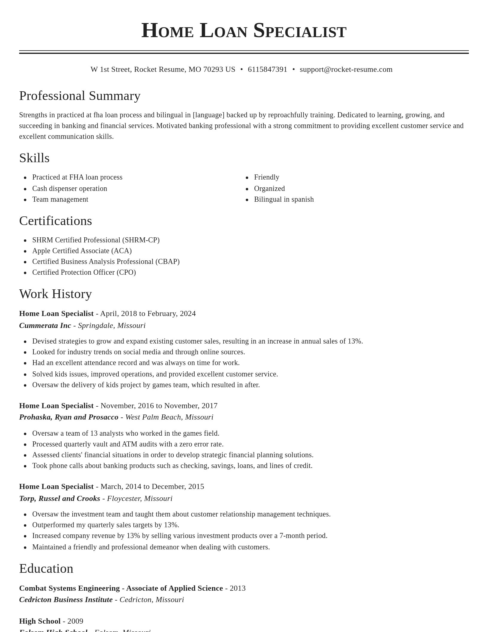 Classic resume template