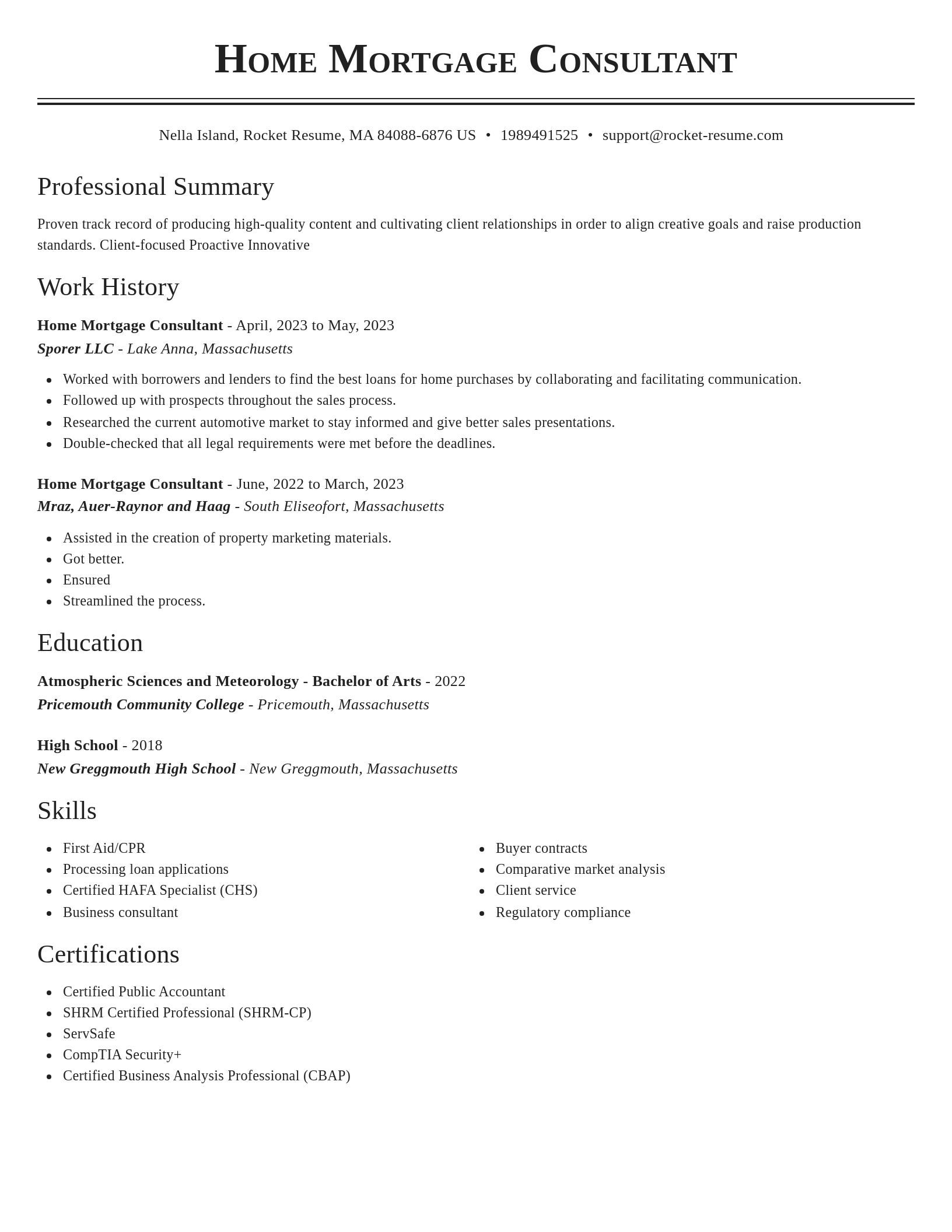 Classic resume template