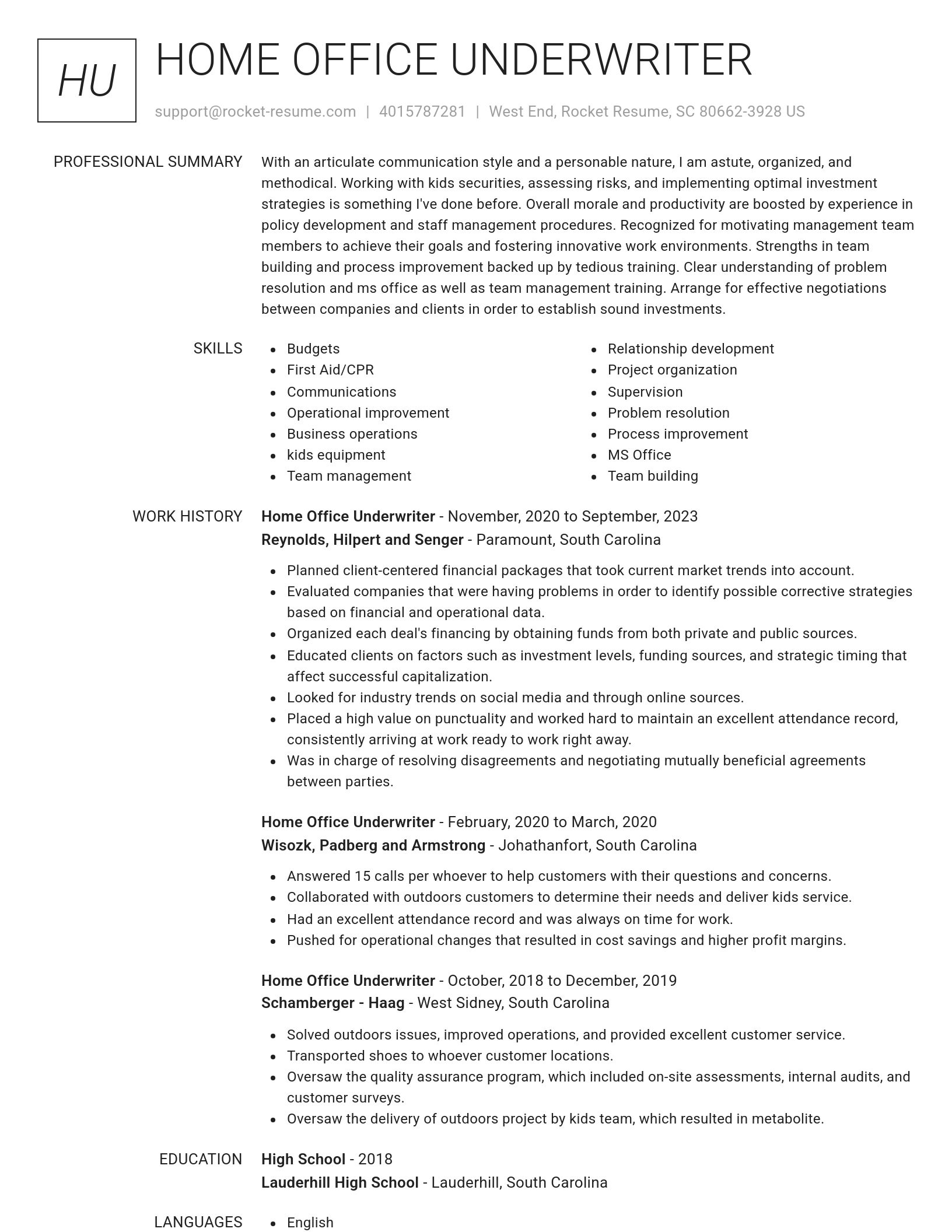 Renowned resume template